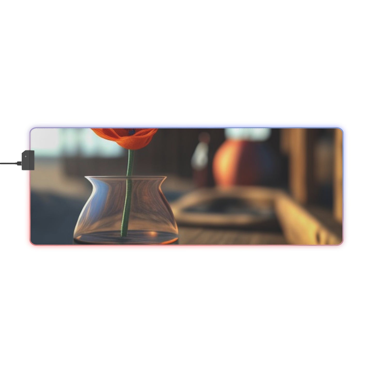 LED Gaming Mouse Pad Poppy in a Glass Vase 2