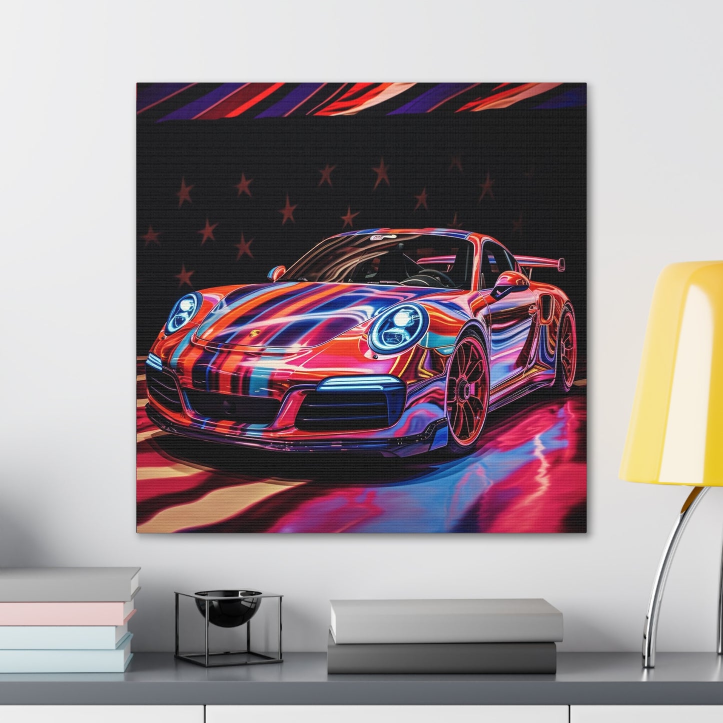 Canvas Gallery Wraps American Flag Colored Porsche 4