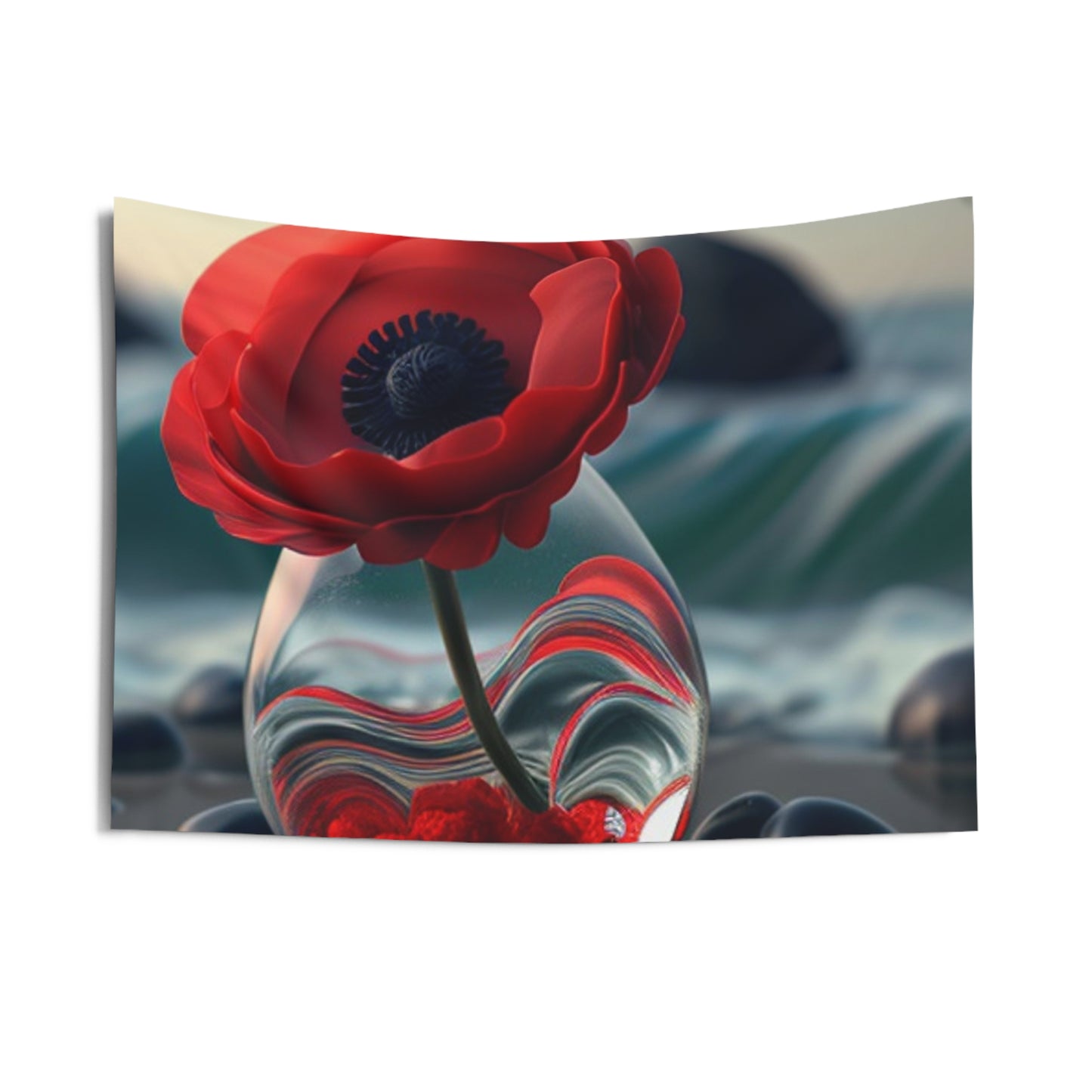 Indoor Wall Tapestries Red Anemone in a Vase 1