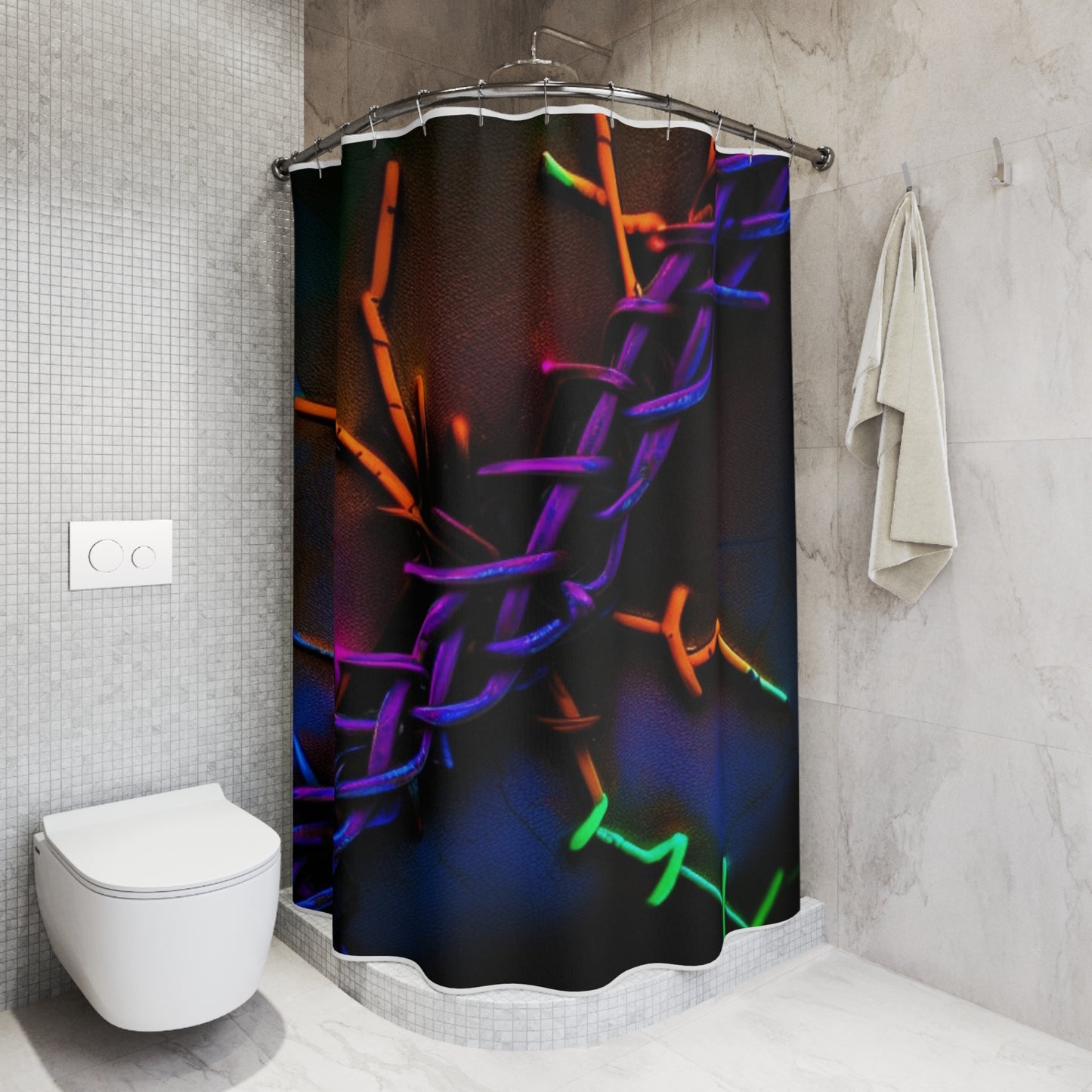 Polyester Shower Curtain Macro Neon Barbs 2