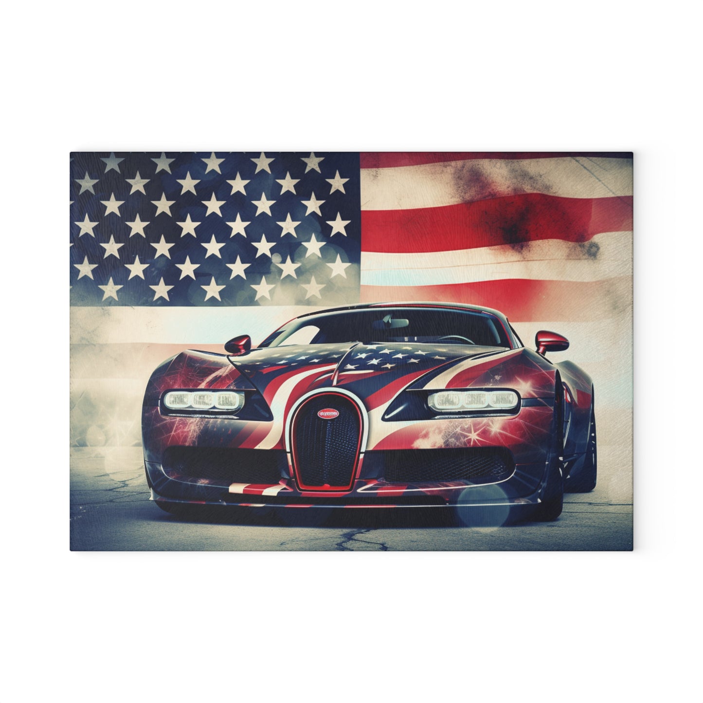 Glass Cutting Board Abstract American Flag Background Bugatti 1