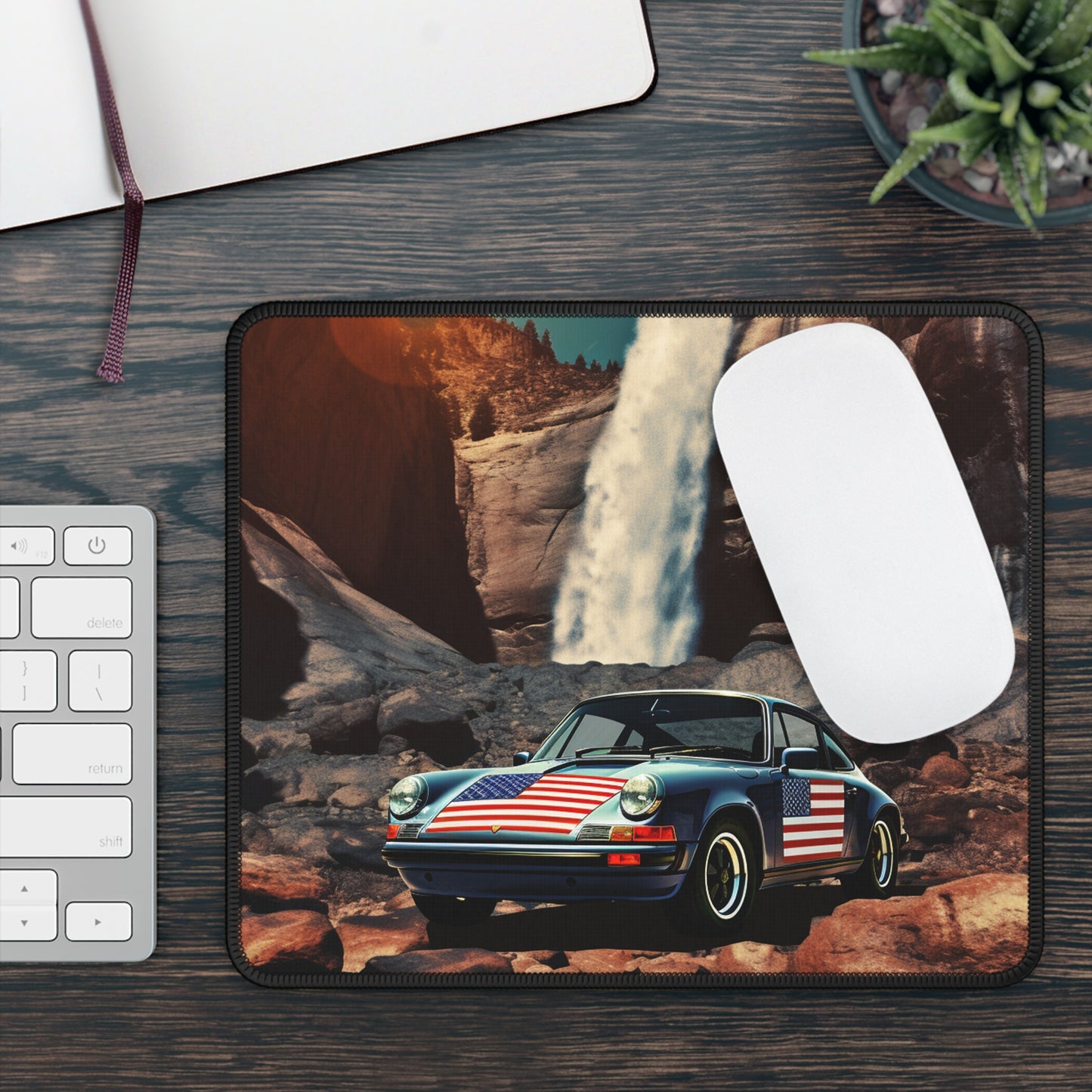 Gaming Mouse Pad  American Flag Porsche Abstract 2