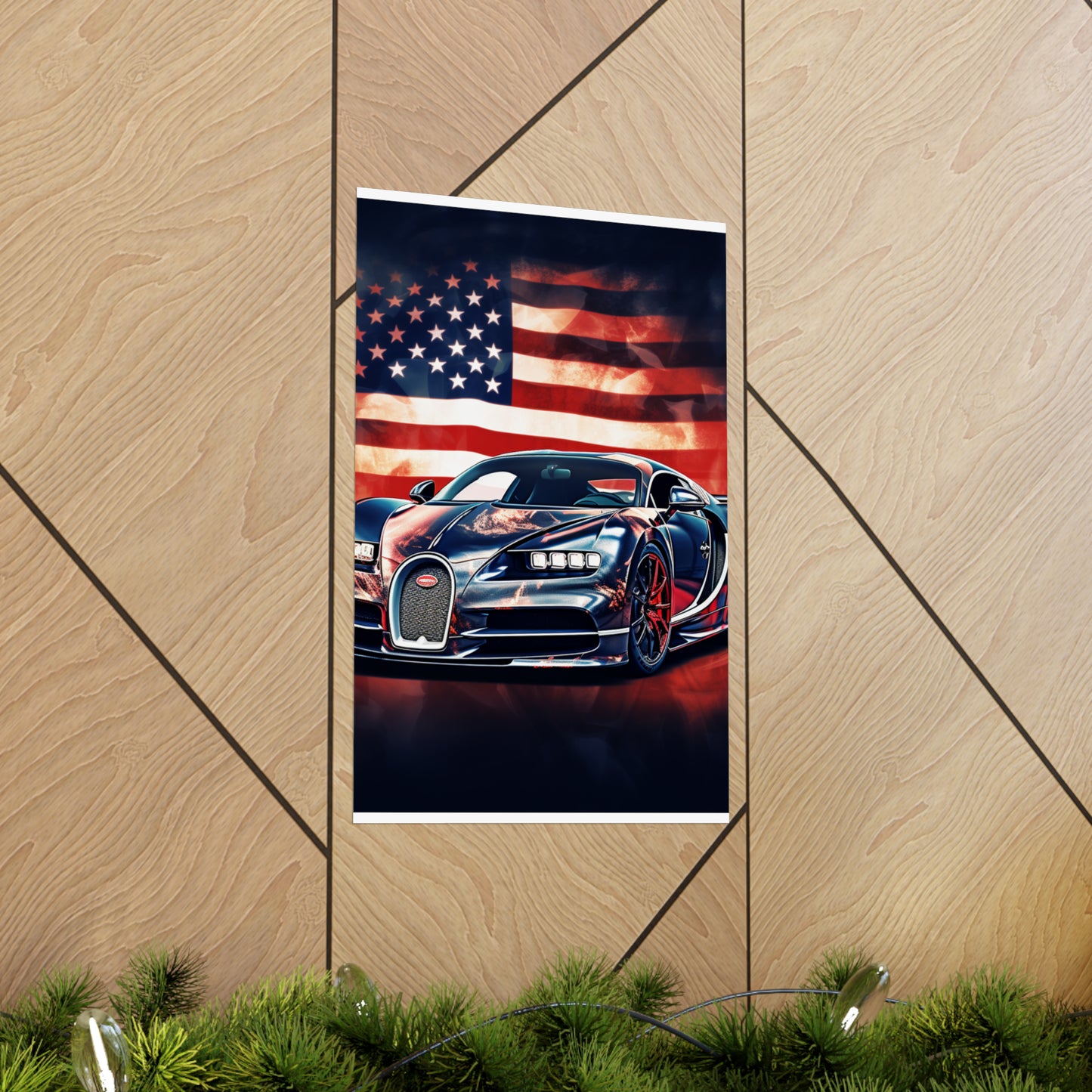 Premium Matte Vertical Posters Abstract American Flag Background Bugatti 4