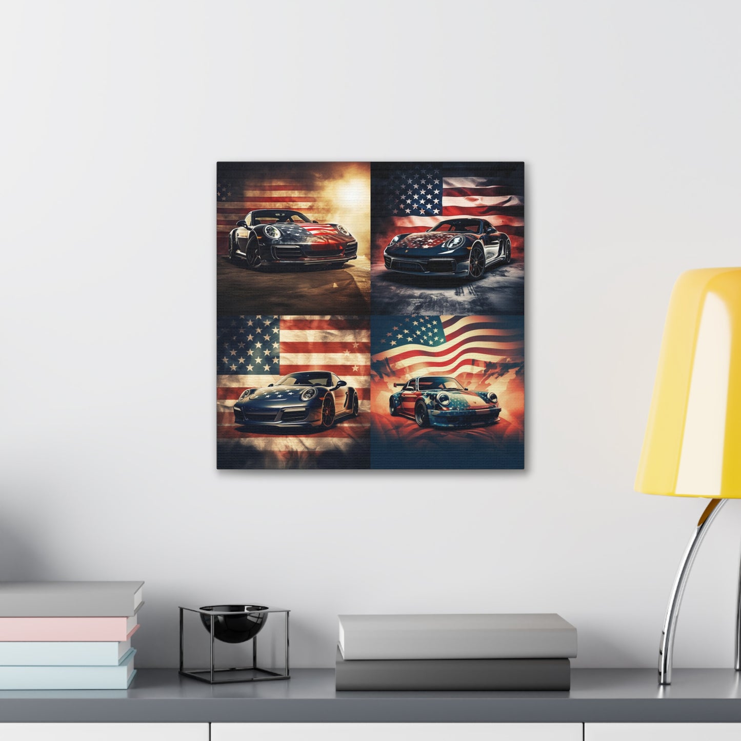 Canvas Gallery Wraps Abstract American Flag Background Porsche 5