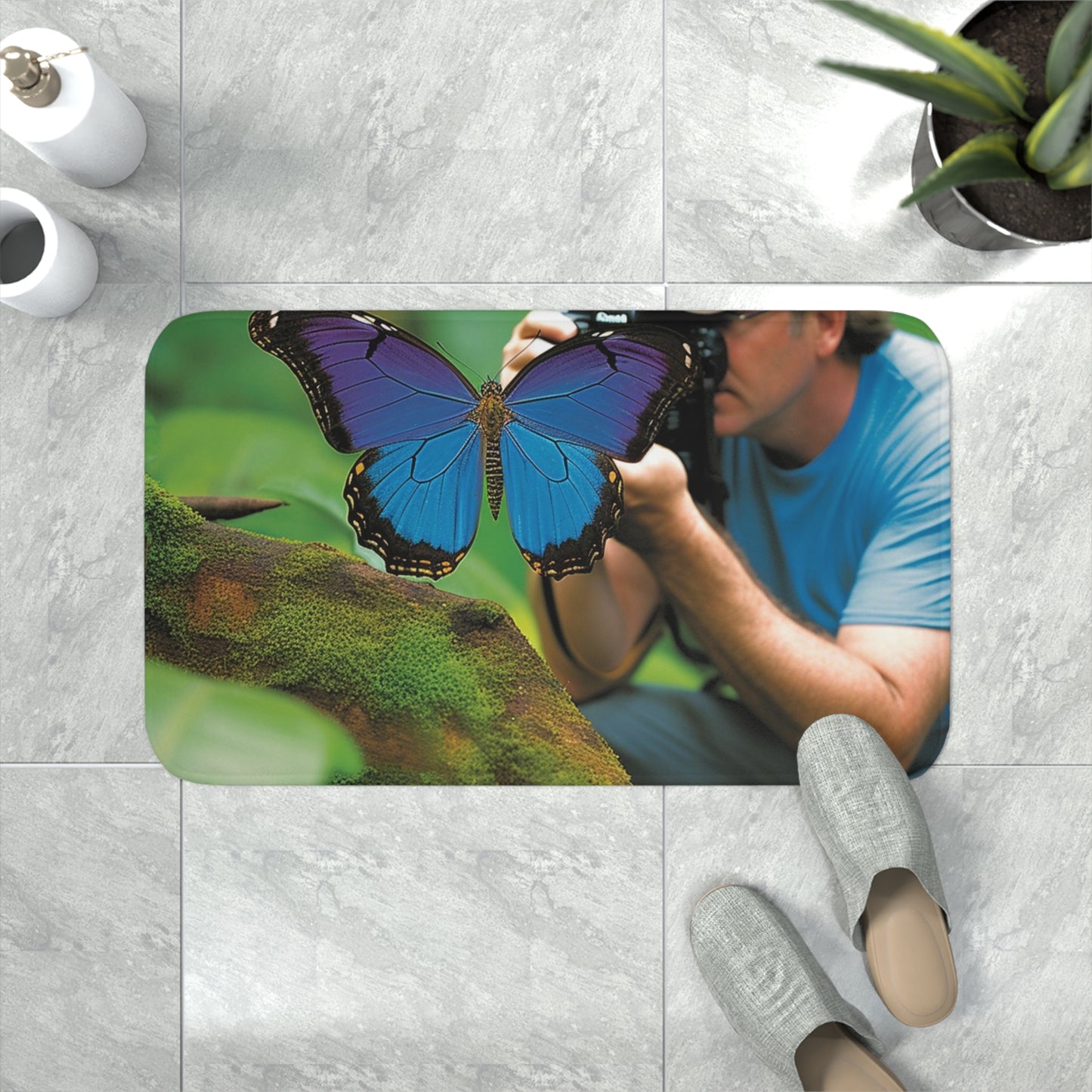 Memory Foam Bath Mat Jungle Butterfly 4