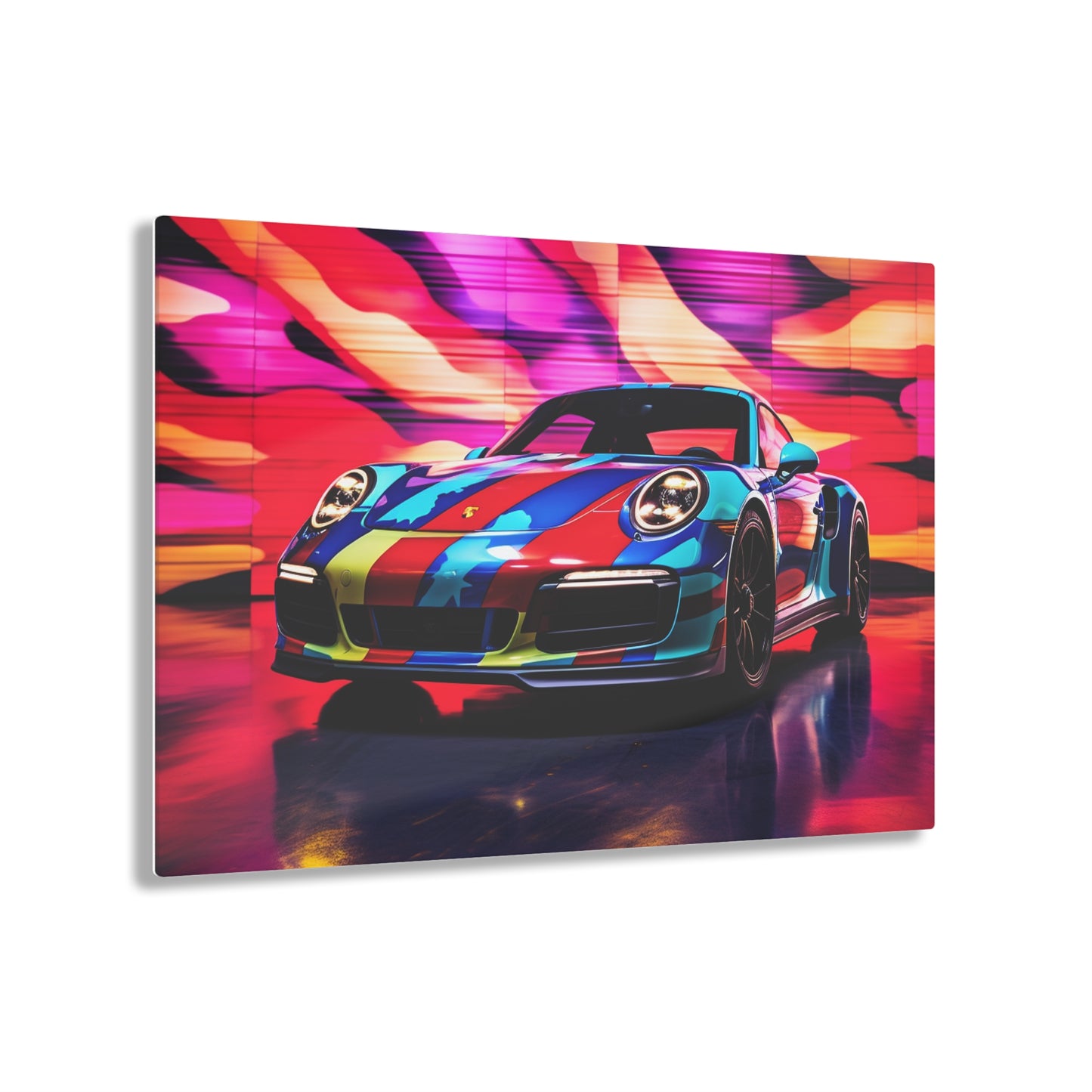 Acrylic Prints Macro American Flag Porsche 1