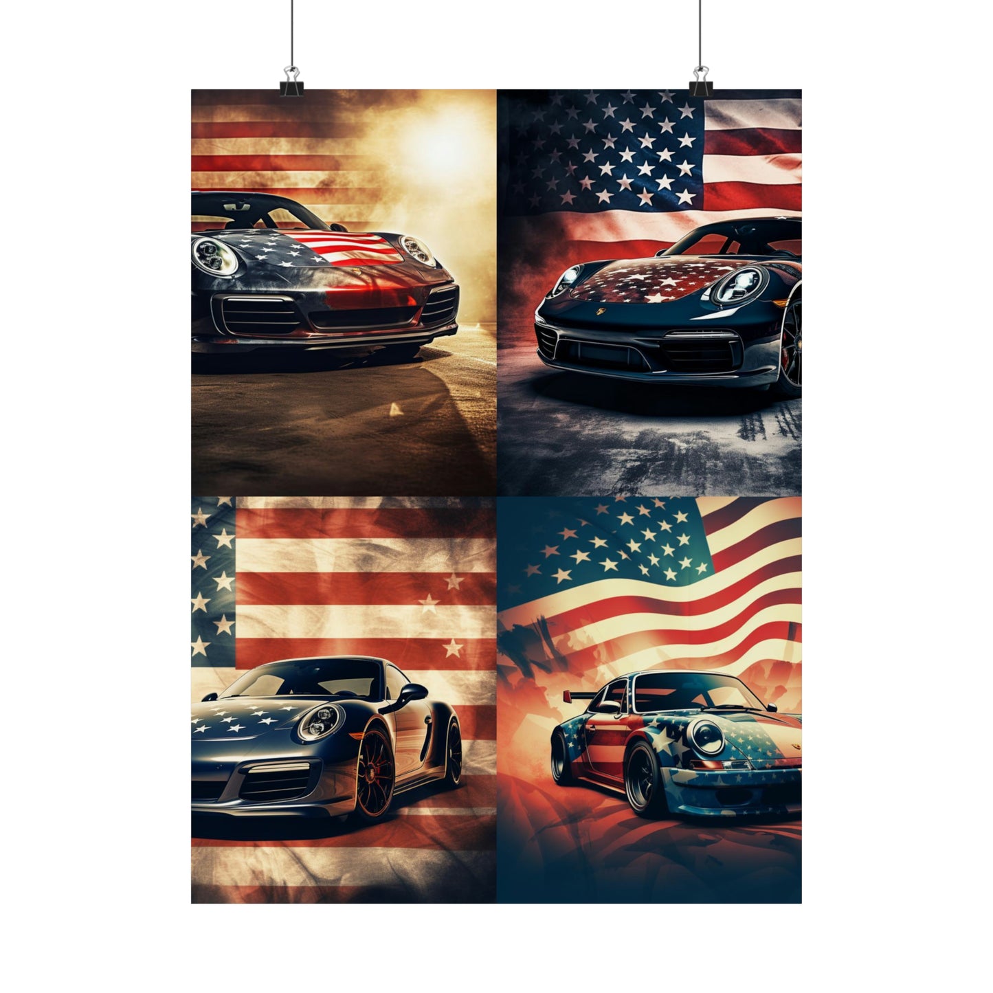 Premium Matte Vertical Posters Abstract American Flag Background Porsche 5