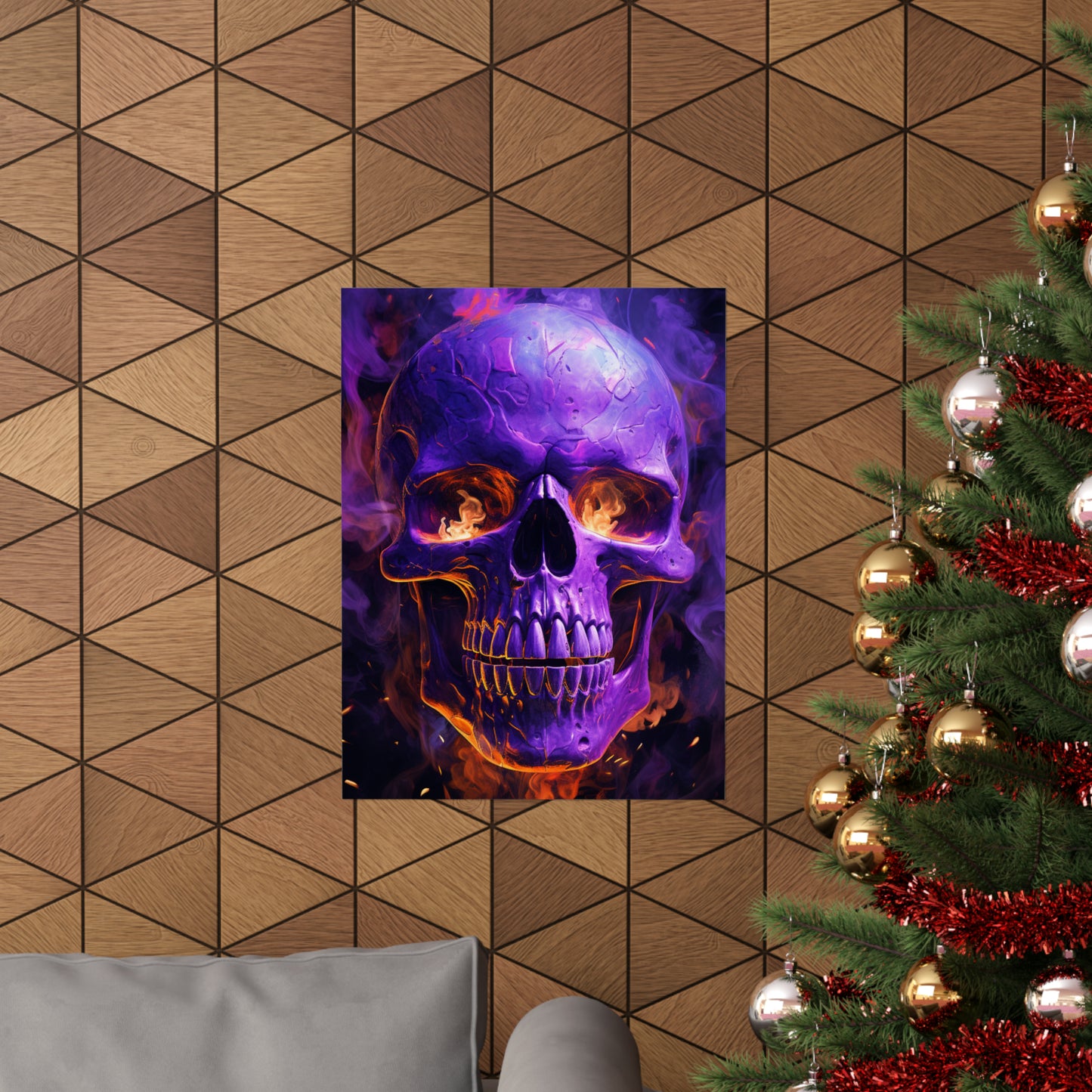 Premium Matte Vertical Posters Skull Flames 1