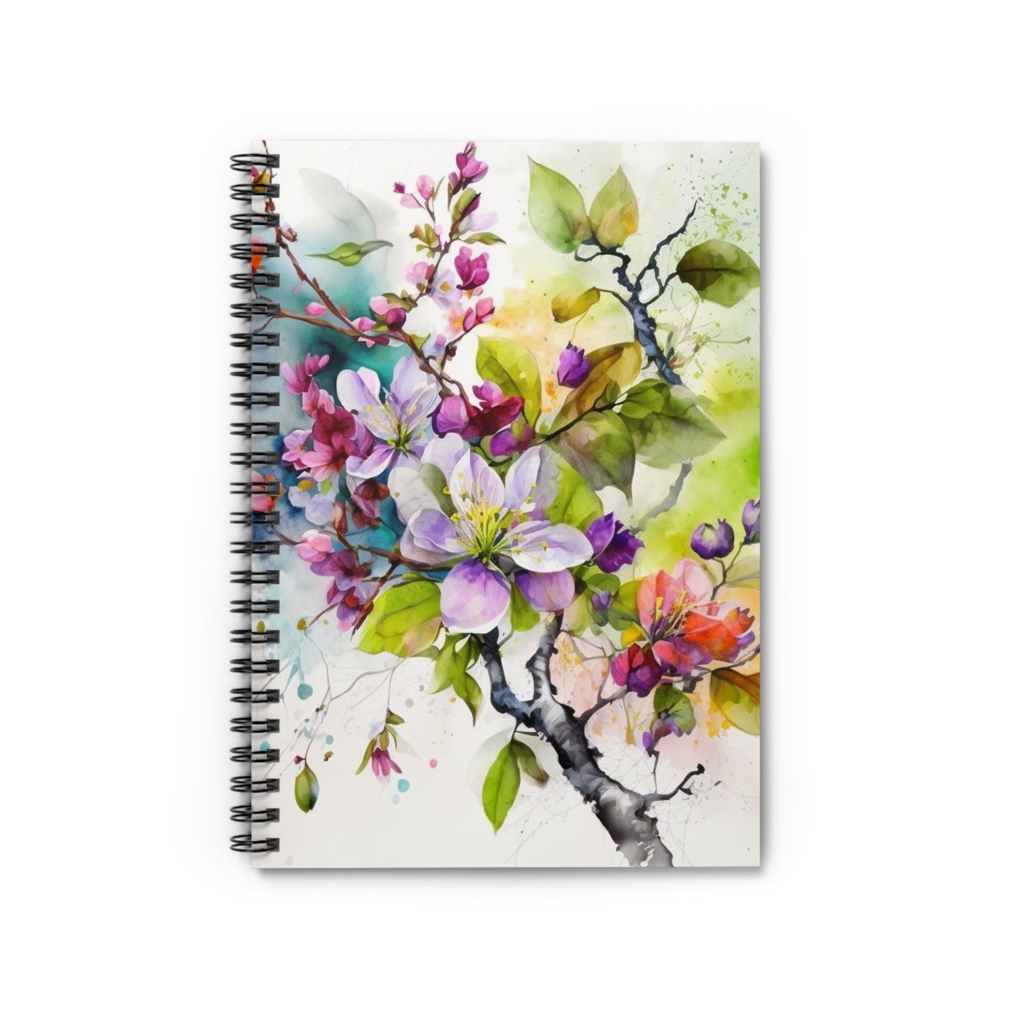 Spiral Notebook - Ruled Line Mother Nature Bright Spring Colors Realistic Watercolor 4