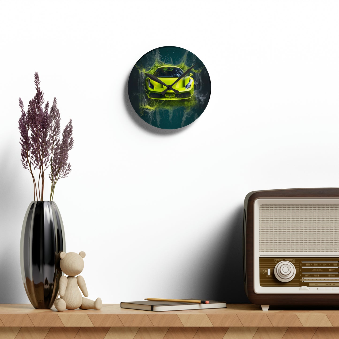 Acrylic Wall Clock Farrari Water 4