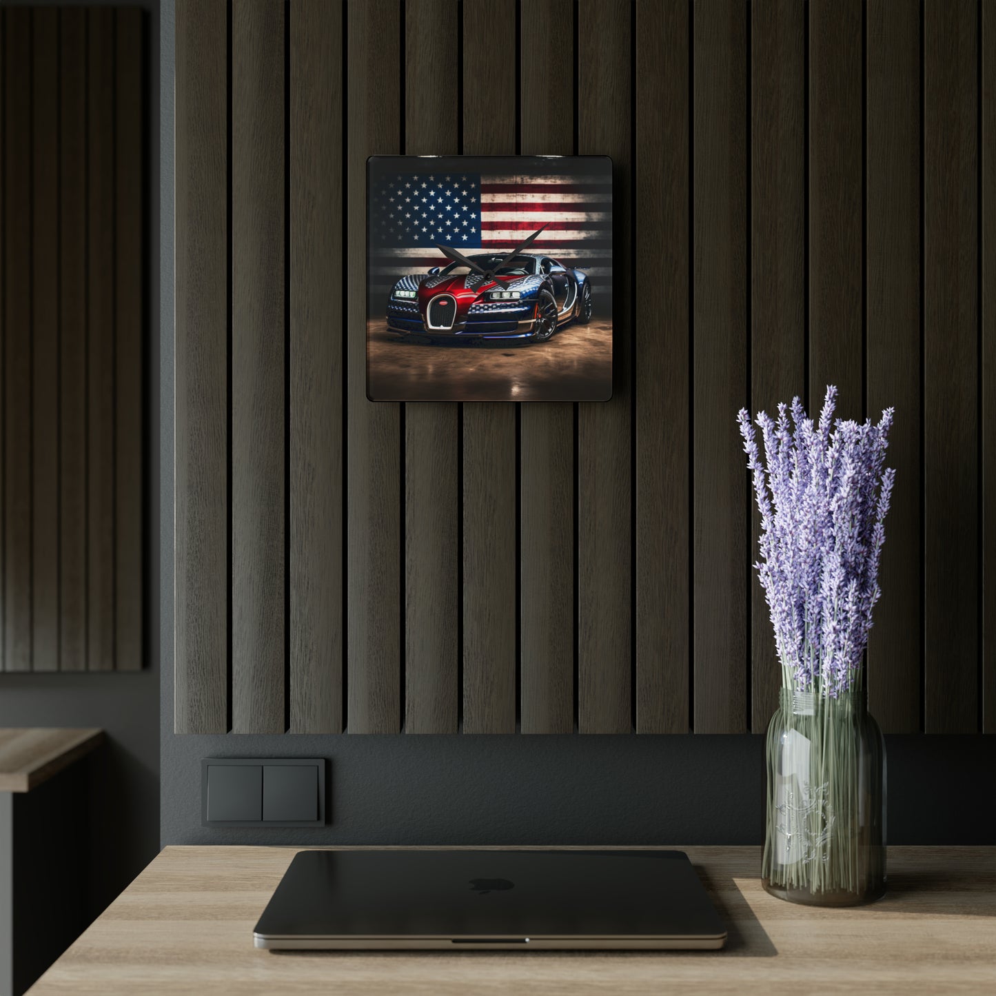 Acrylic Wall Clock Bugatti American Flag 1