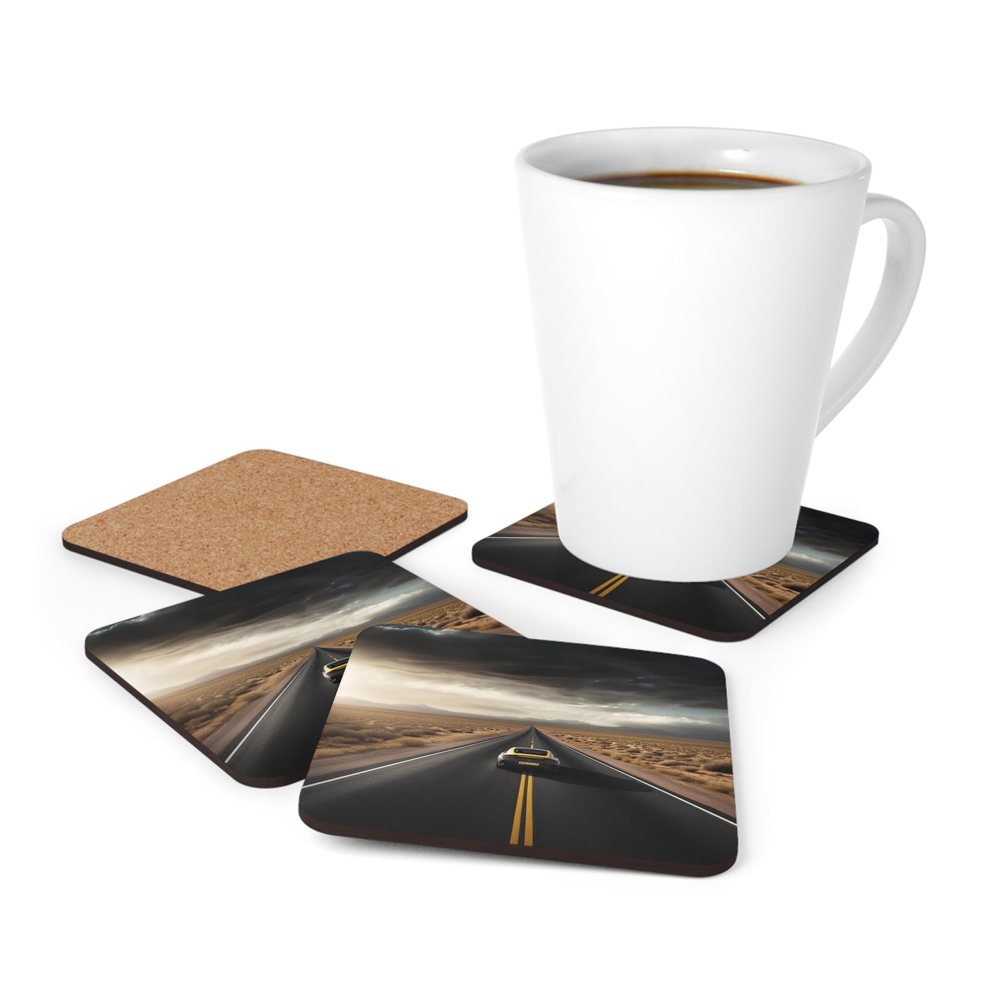 Corkwood Coaster Set Ferrari Road 2