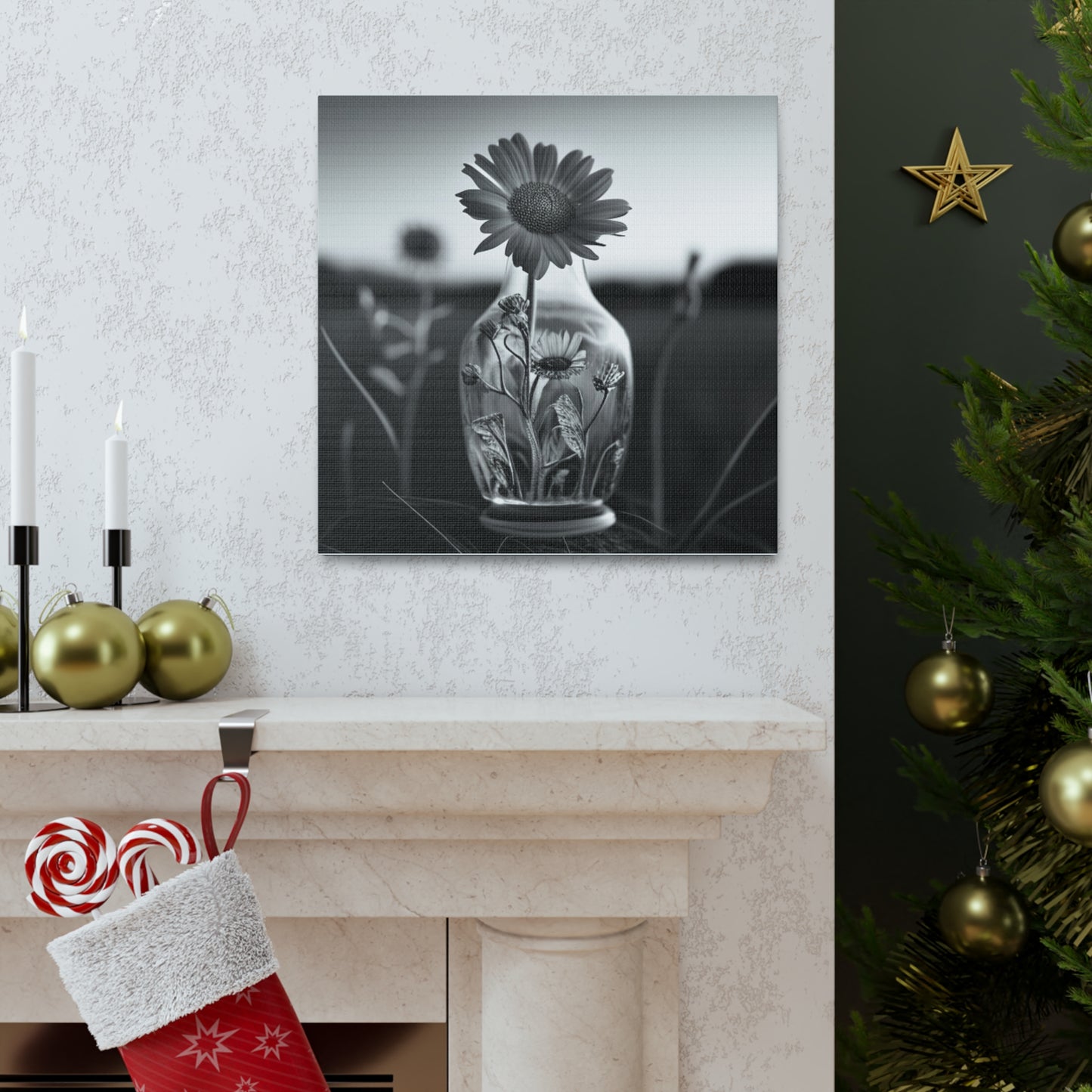 Canvas Gallery Wraps Yellw Sunflower in a vase 2