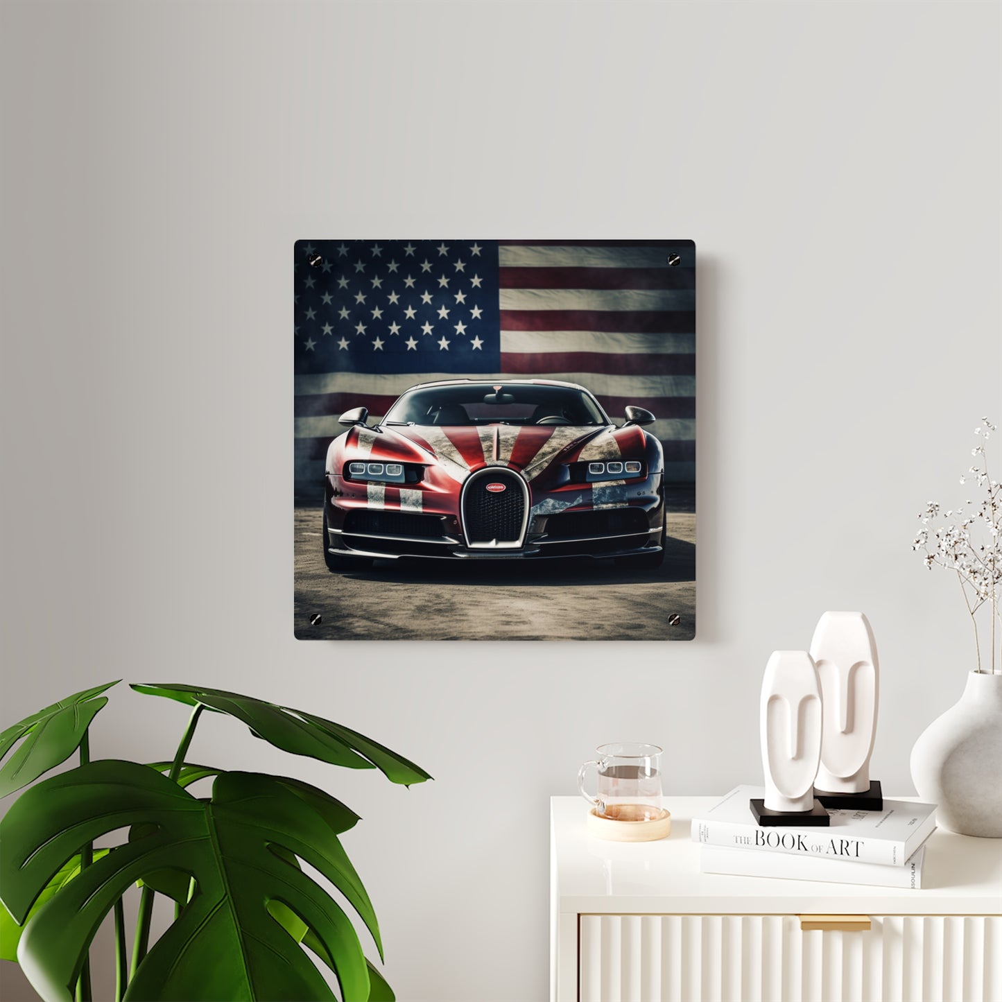 Acrylic Wall Art Panels American Flag Background Bugatti 3