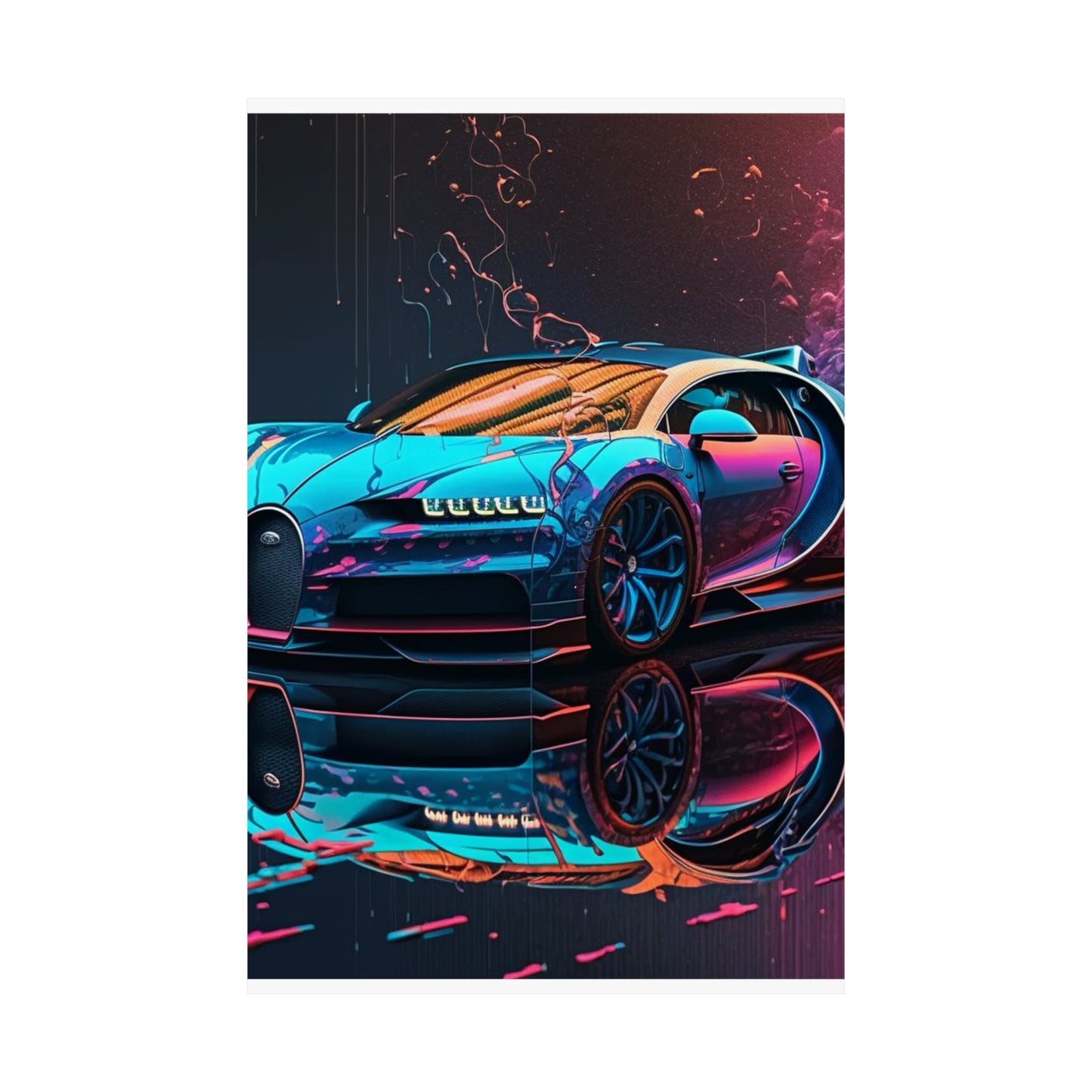 Premium Matte Vertical Posters Bugatti Neon Chiron 4