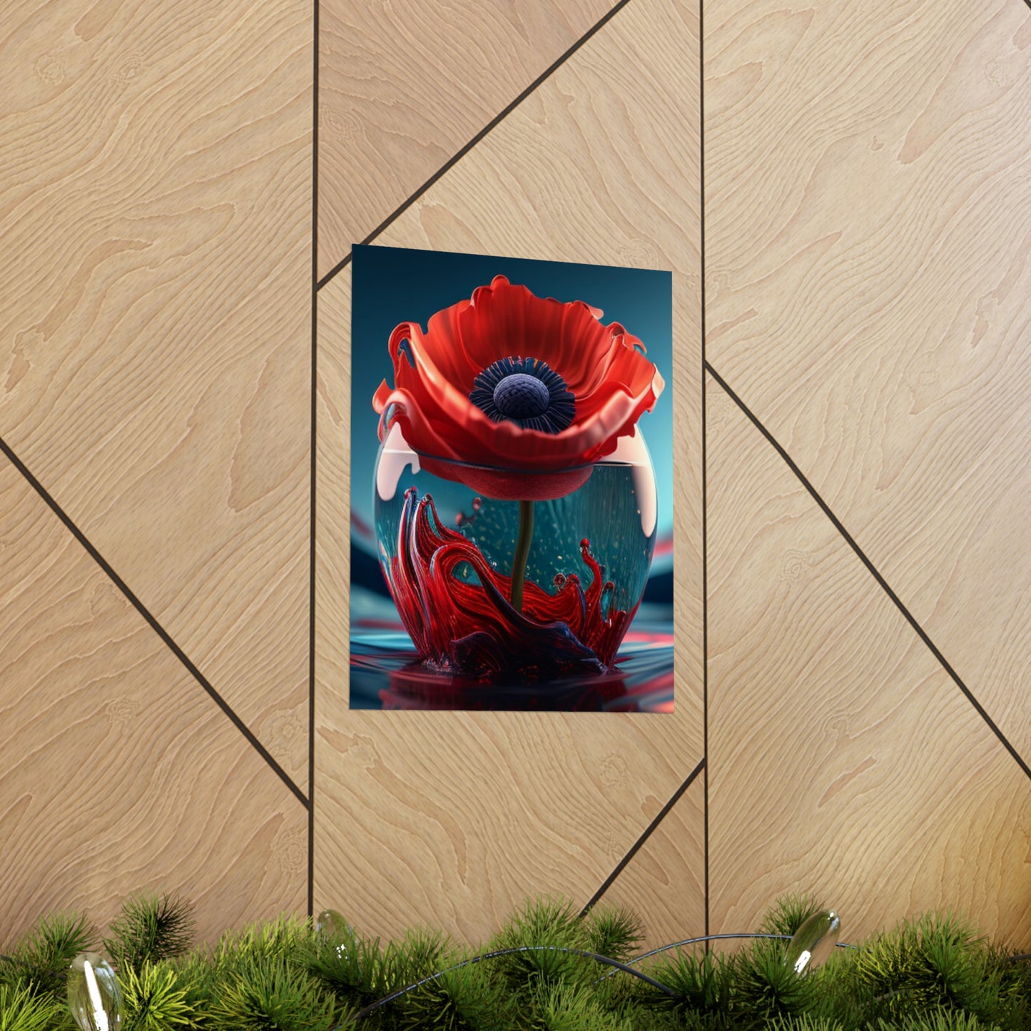 Premium Matte Vertical Posters Red Anemone in a Vase 2