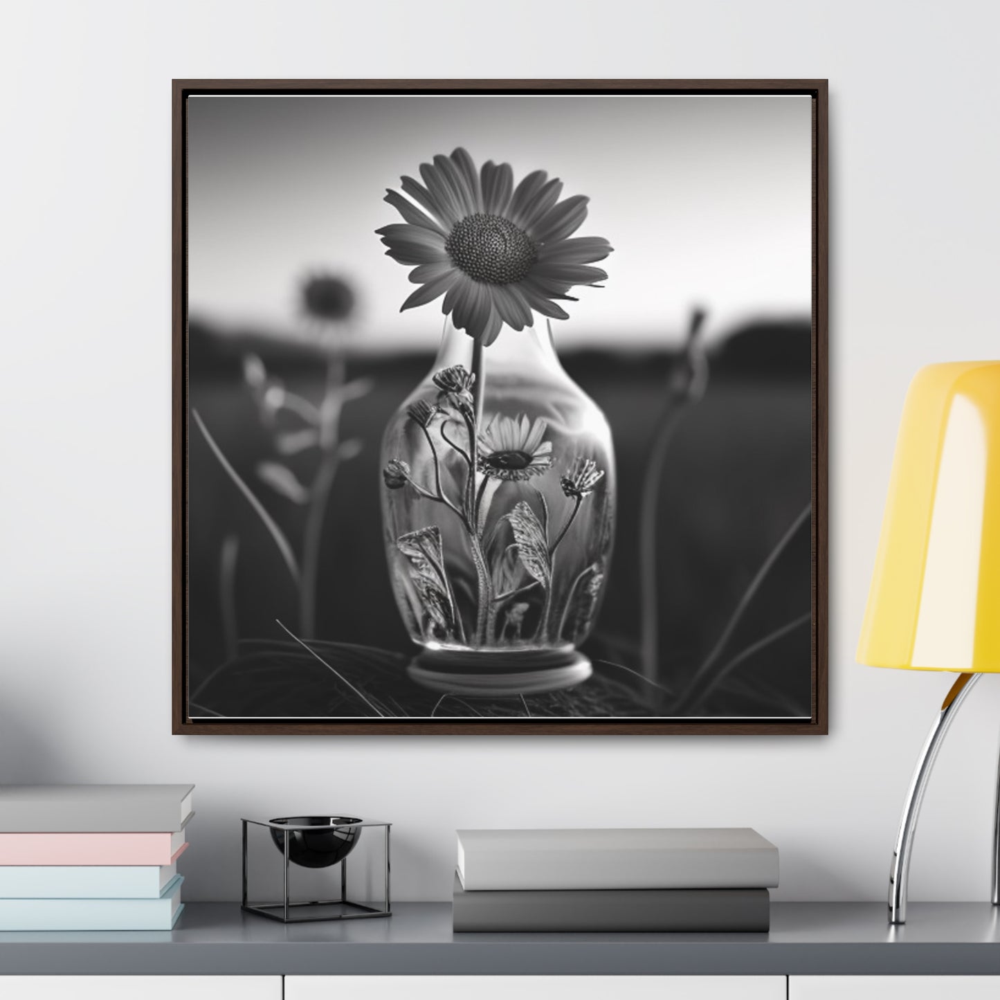 Gallery Canvas Wraps, Square Frame Yellw Sunflower in a vase 2