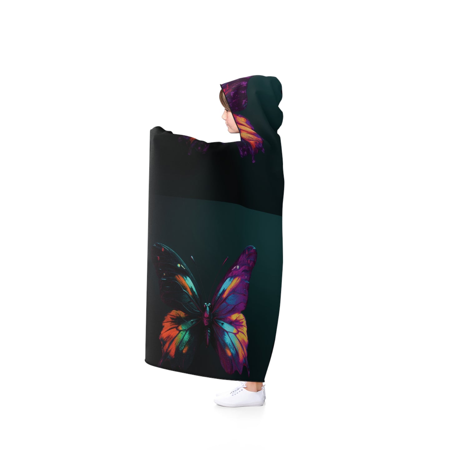 Hooded Blanket Hyper Colorful Butterfly Purple 5