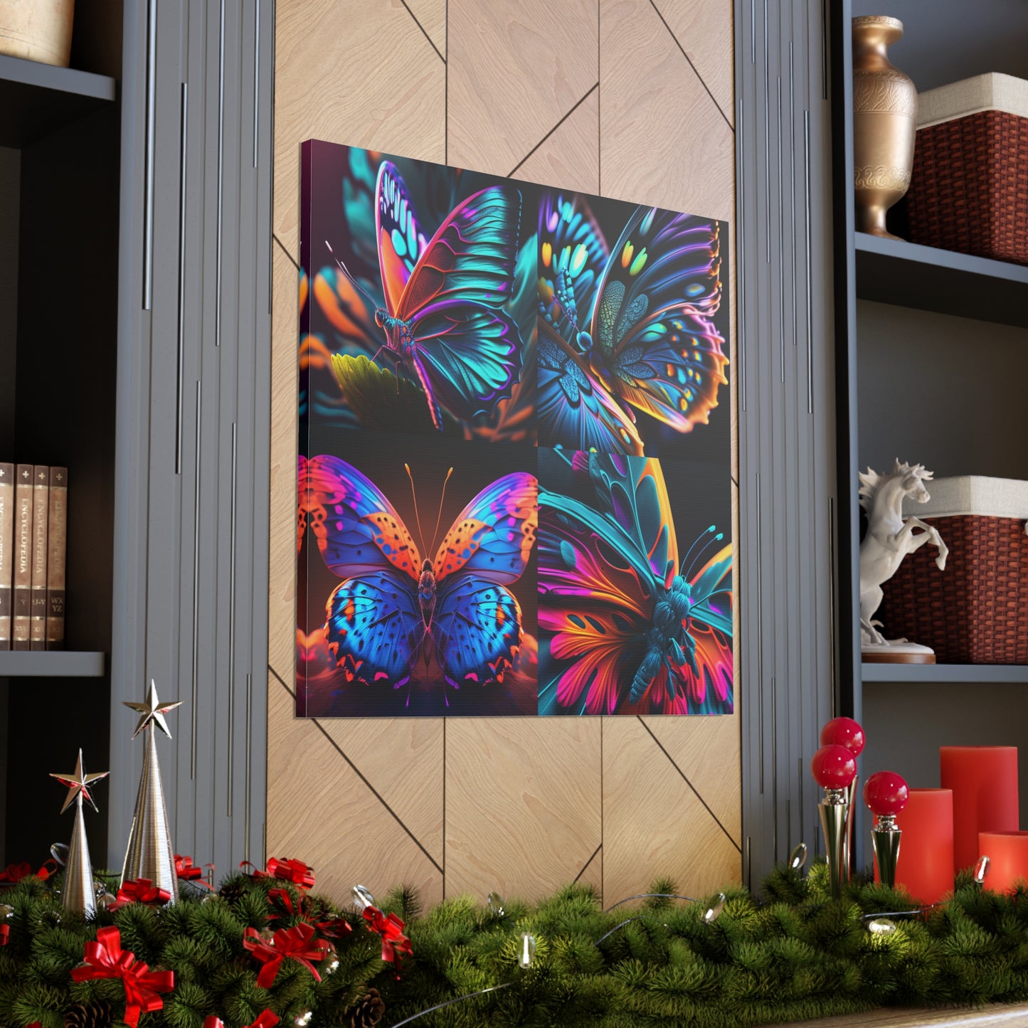 Canvas Gallery Wraps Neon Butterfly Macro 5