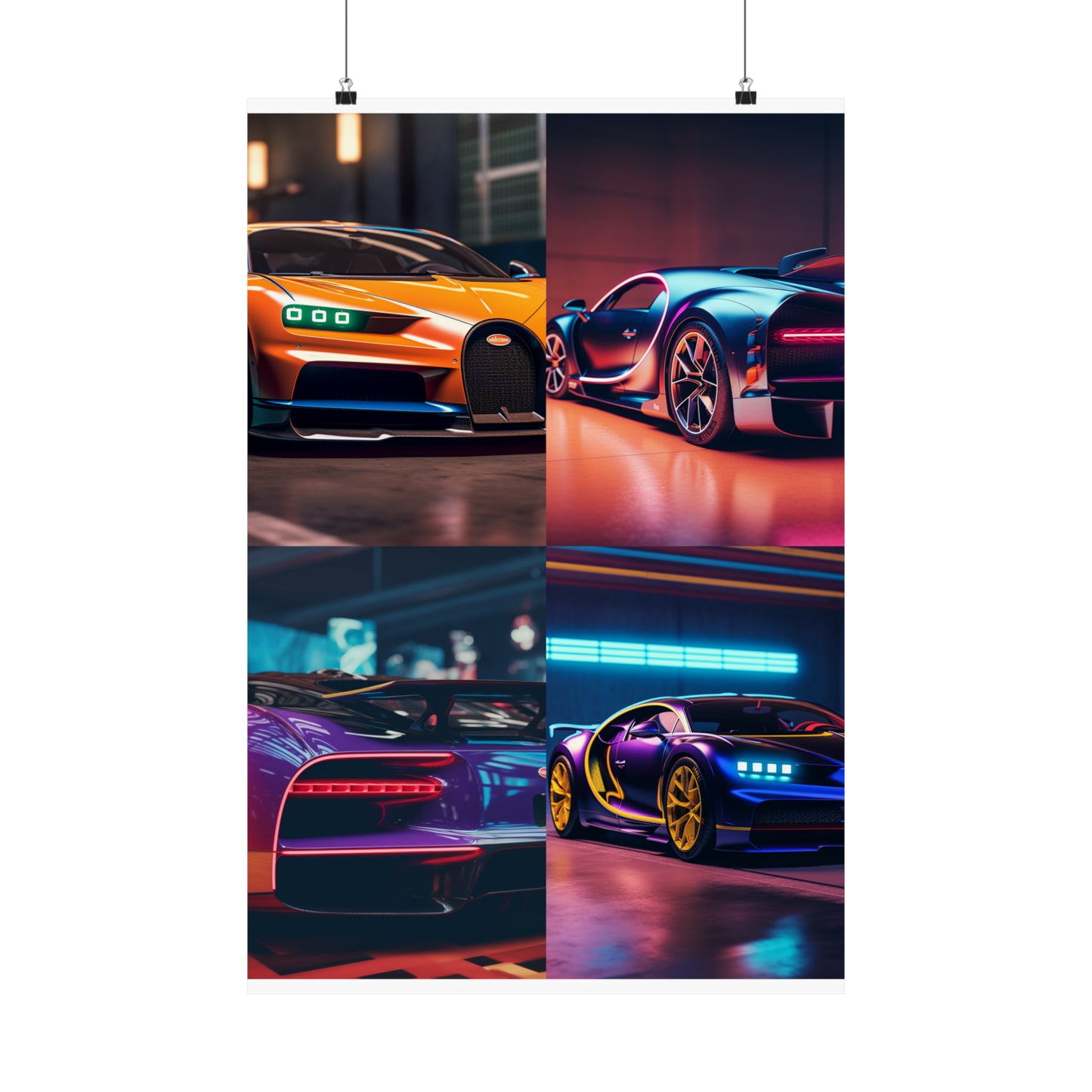 Premium Matte Vertical Posters Hyper Bugatti Neon Chiron 5