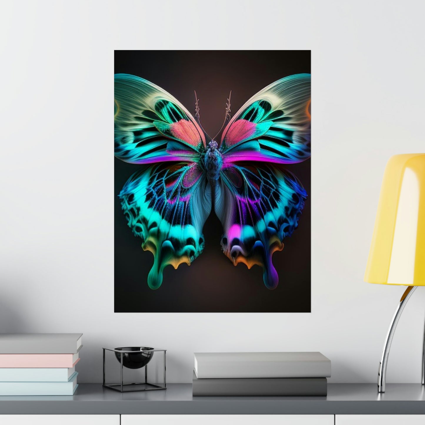 Premium Matte Vertical Posters Neon Butterfly Fusion 1