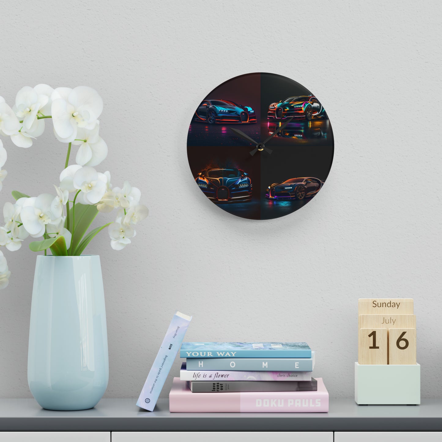 Acrylic Wall Clock Bugatti Chiron Super 5