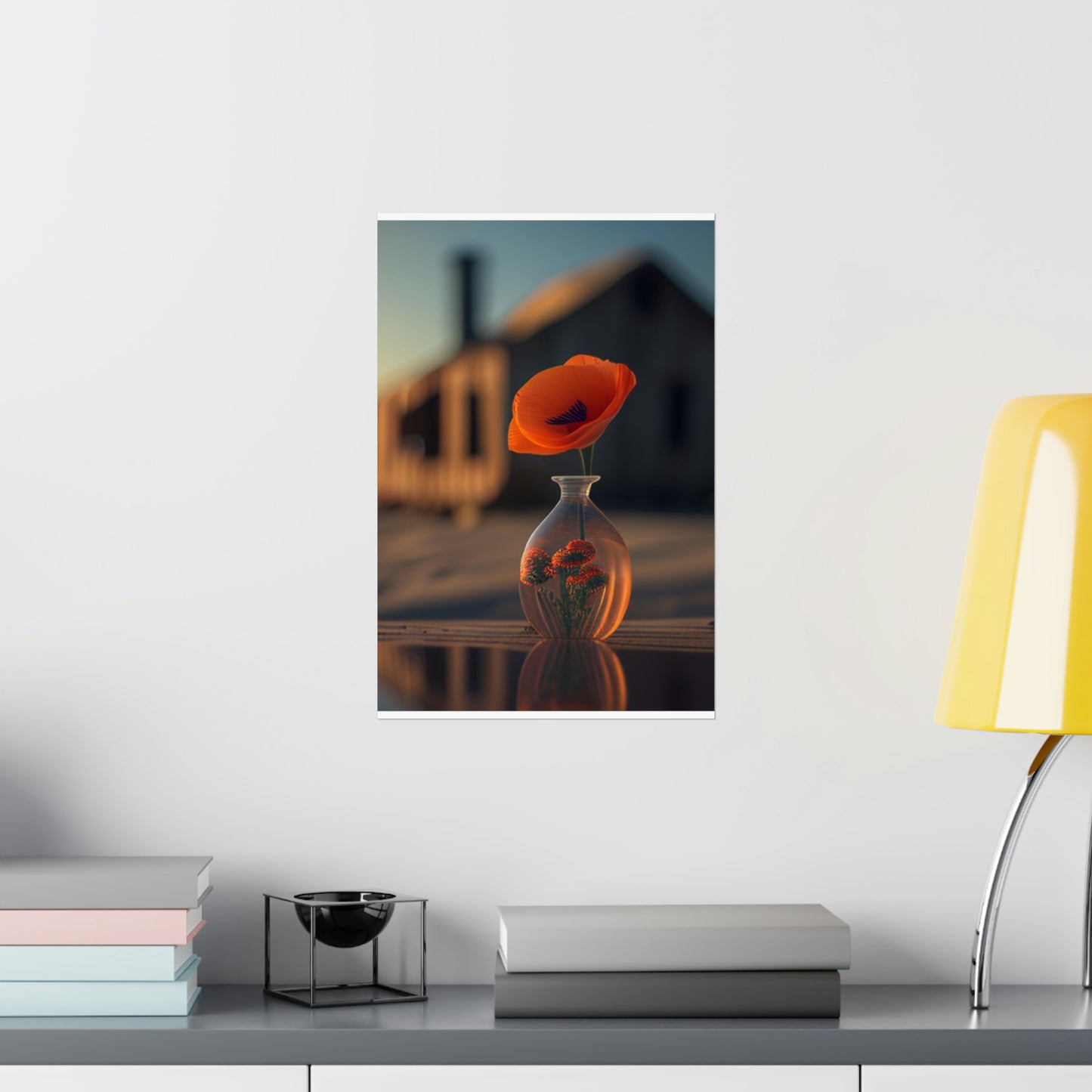 Premium Matte Vertical Posters Orange Poppy in a Vase 3