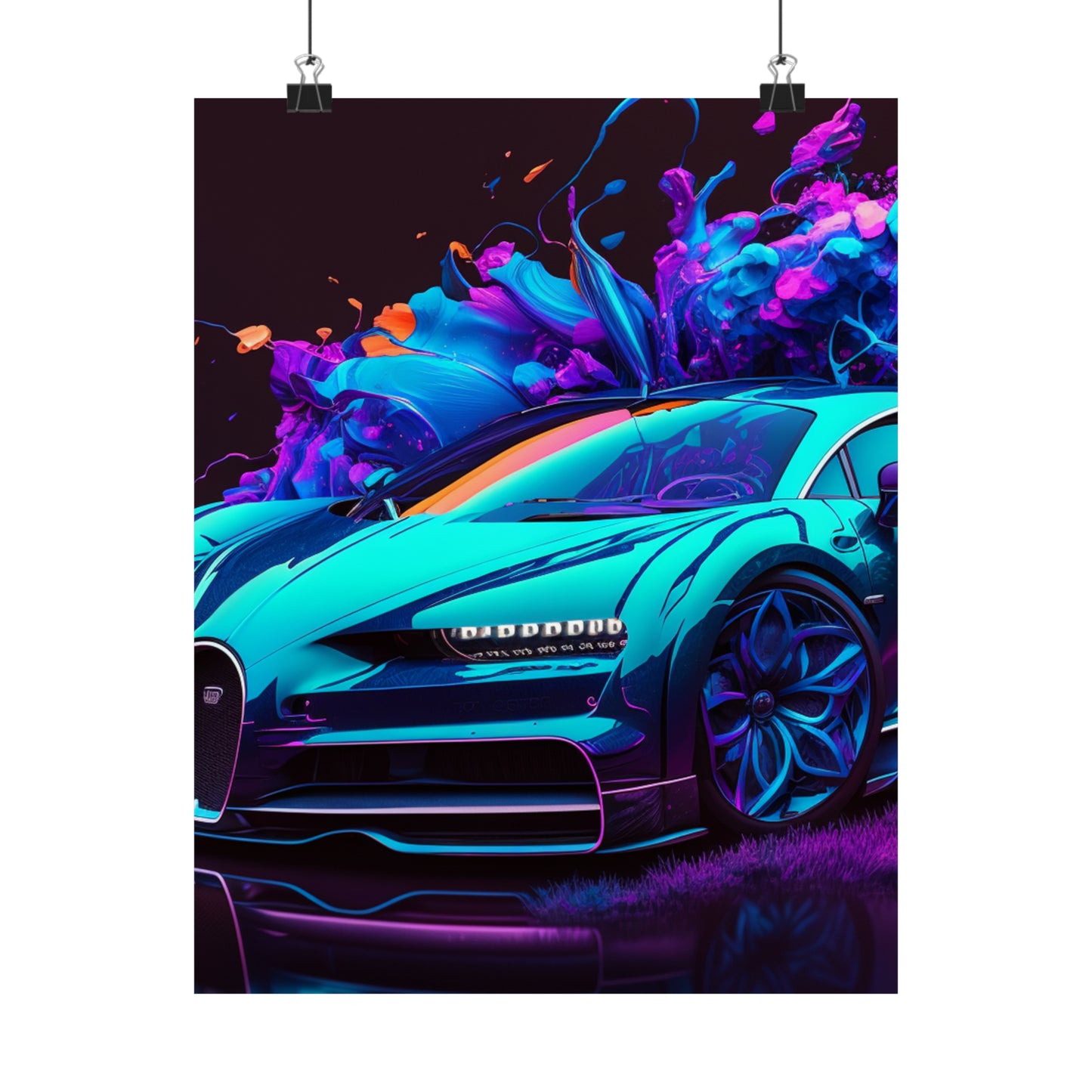 Premium Matte Vertical Posters Bugatti Neon Chiron 3