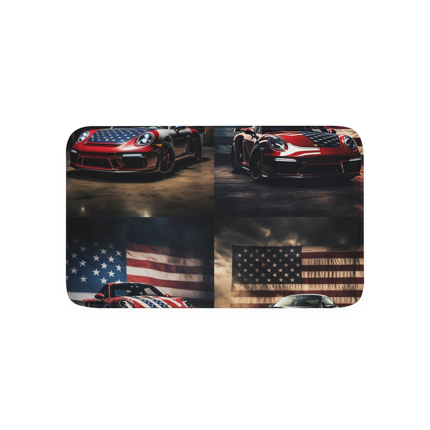 Memory Foam Bath Mat American Flag Background Porsche 5