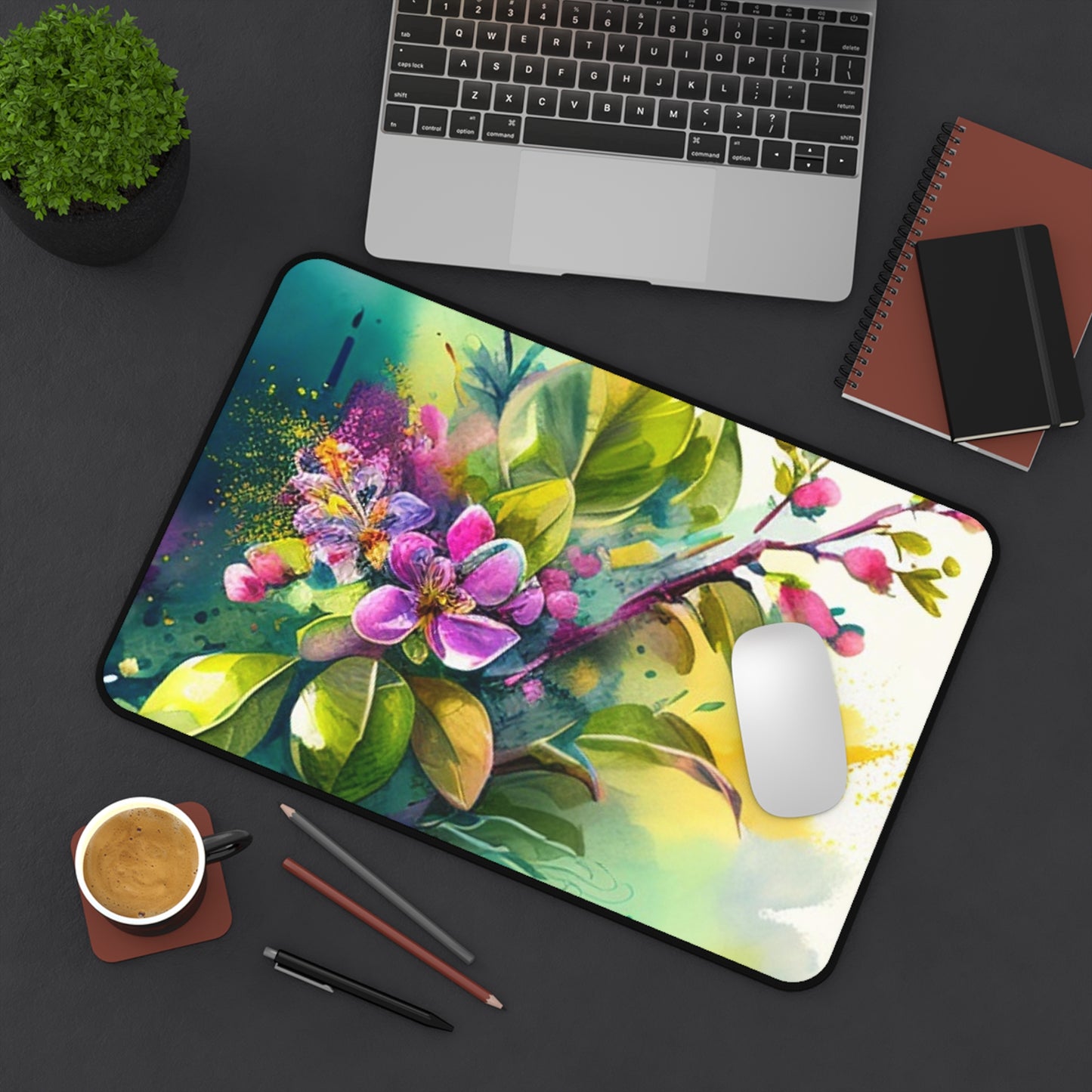 Desk Mat Mother Nature Bright Spring Colors Realistic Watercolor 1