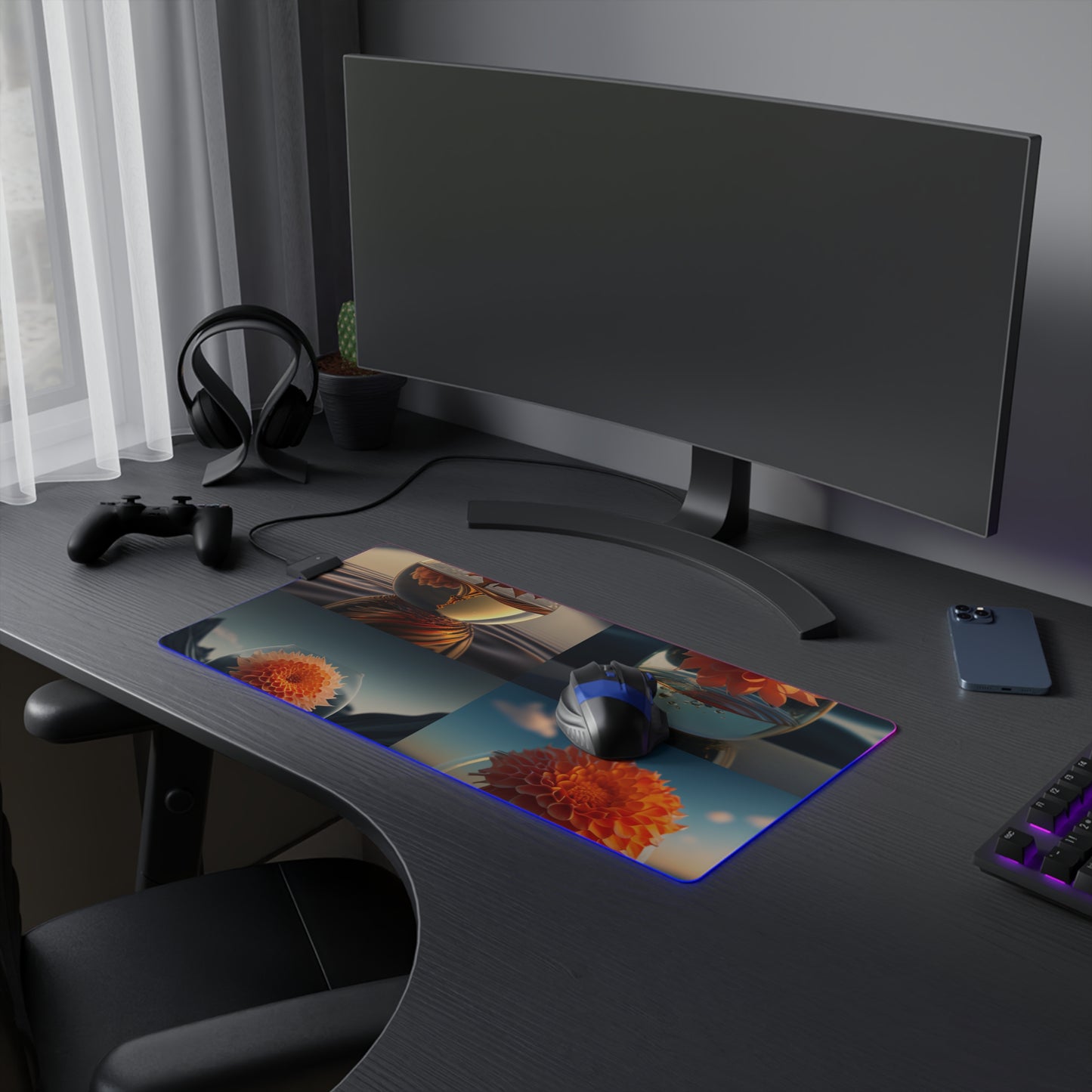 LED Gaming Mouse Pad Dahlia Orange 5