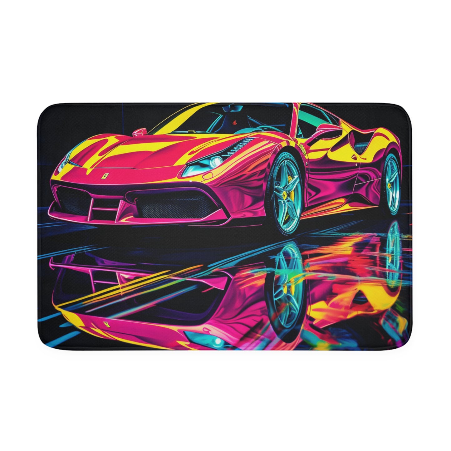 Memory Foam Bath Mat Pink Ferrari Macro 1