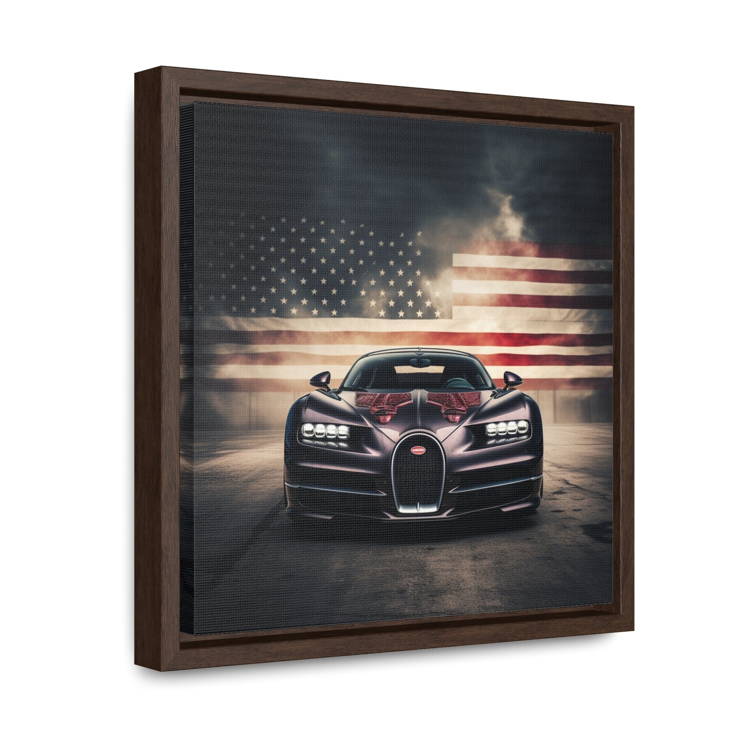 Gallery Canvas Wraps, Square Frame American Flag Background Bugatti 2