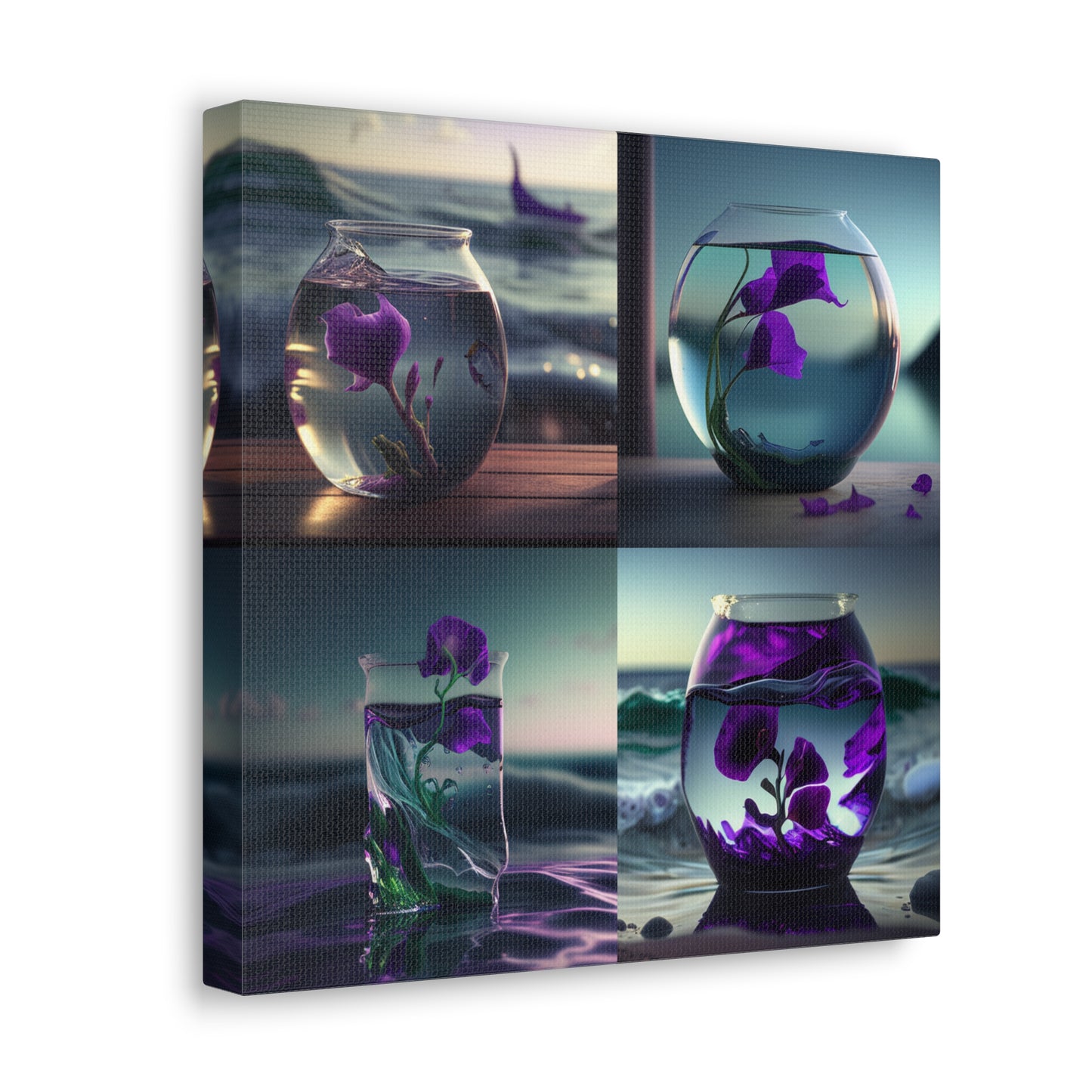 Canvas Gallery Wraps Purple Sweet pea in a vase 5