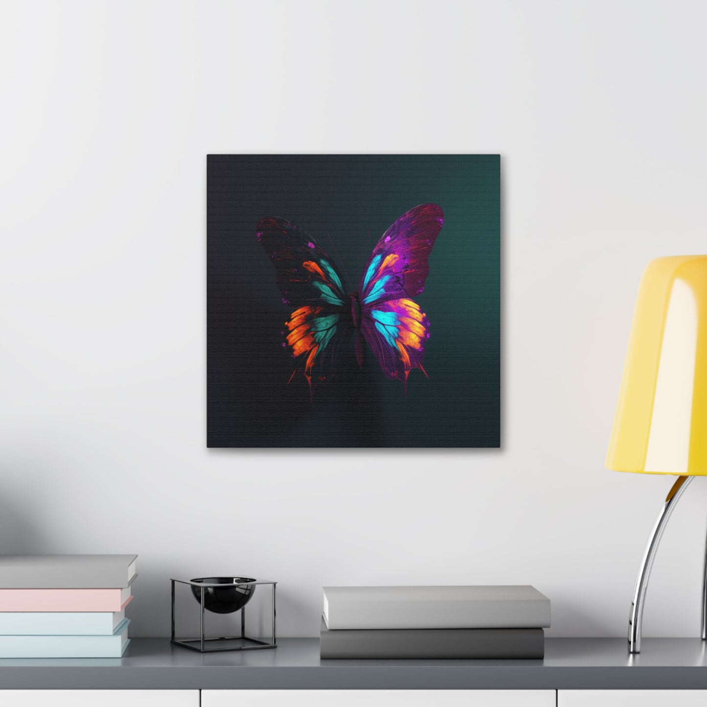 Canvas Gallery Wraps Hyper Colorful Butterfly Purple 2