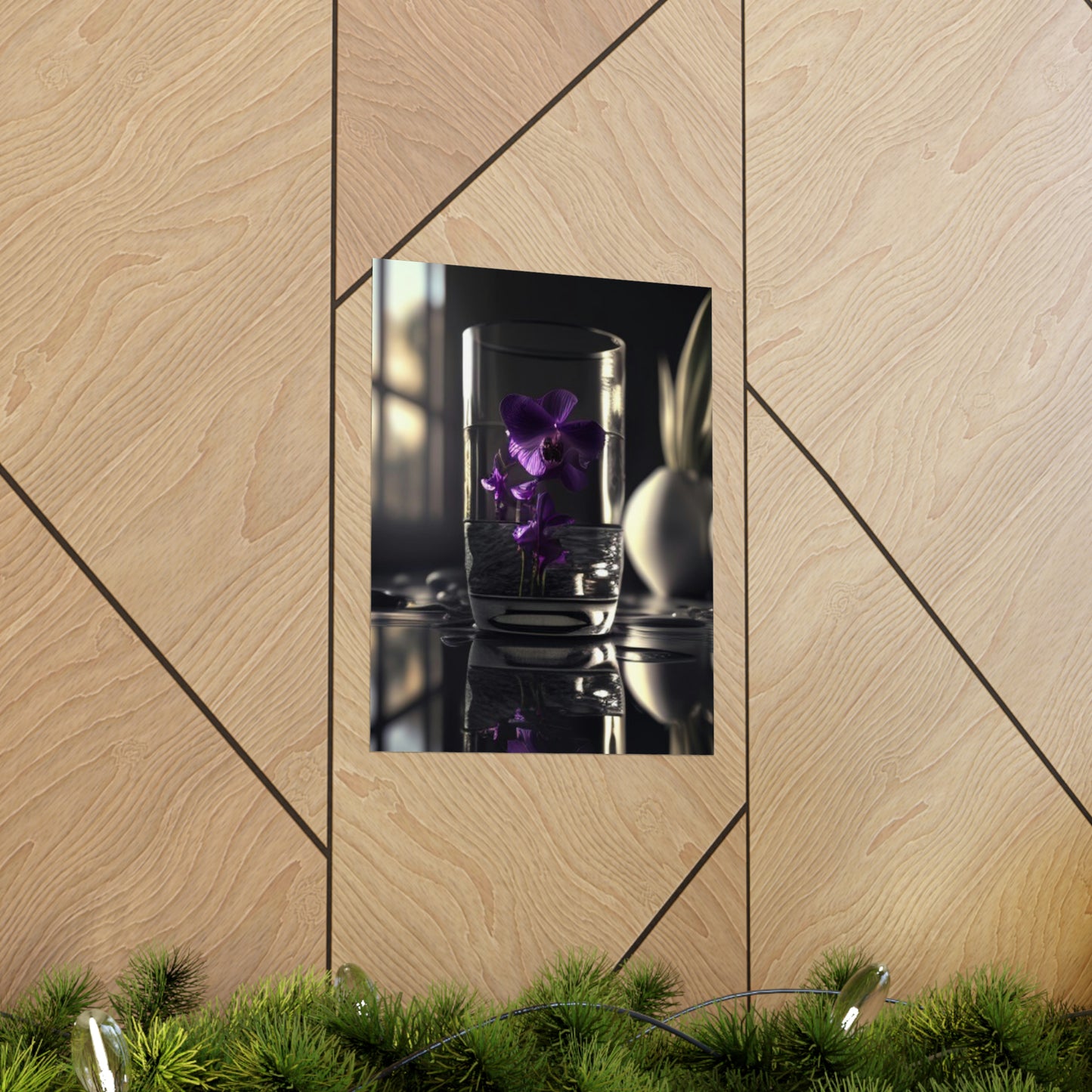 Premium Matte Vertical Posters Purple Orchid Glass vase 4