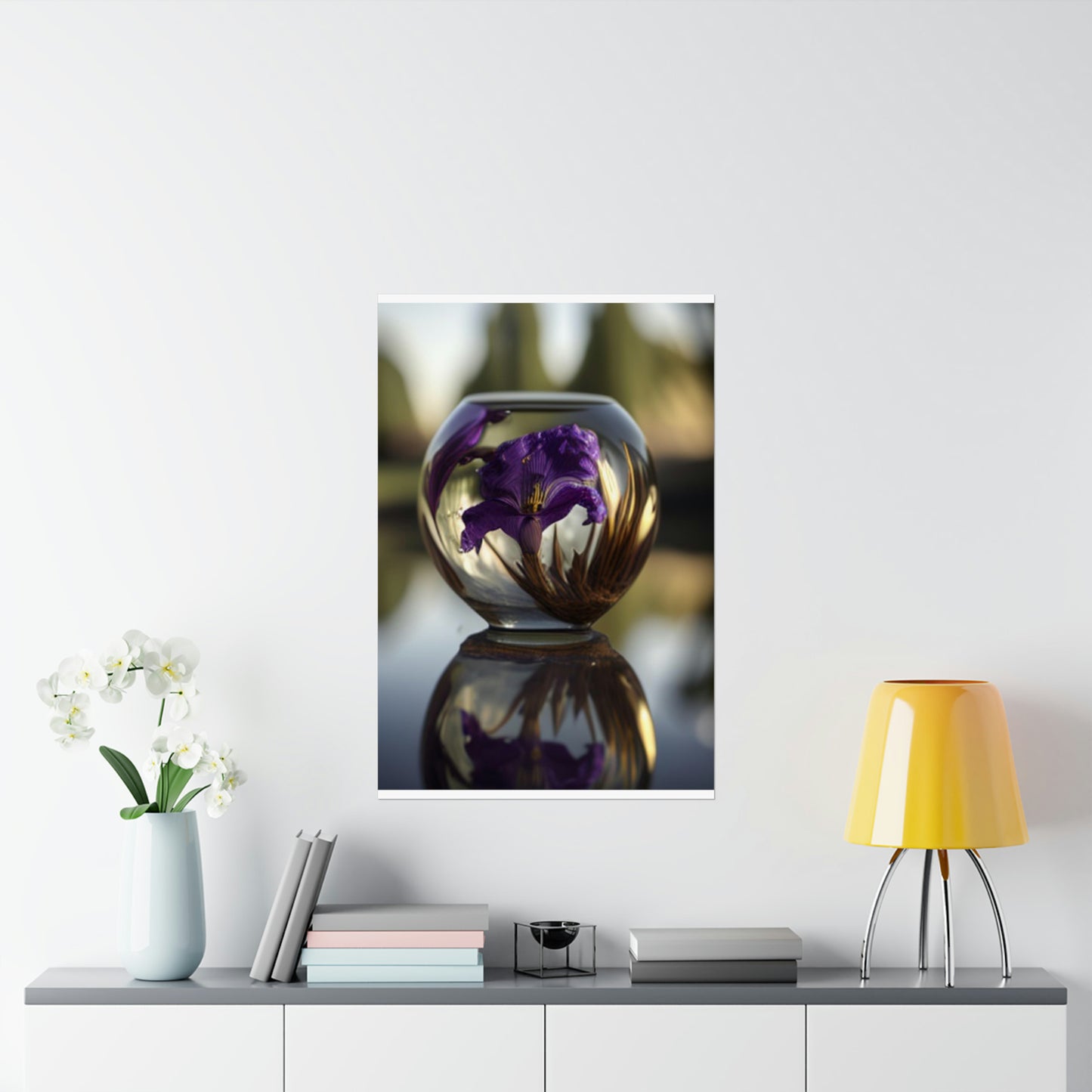 Premium Matte Vertical Posters Purple Iris in a vase 2