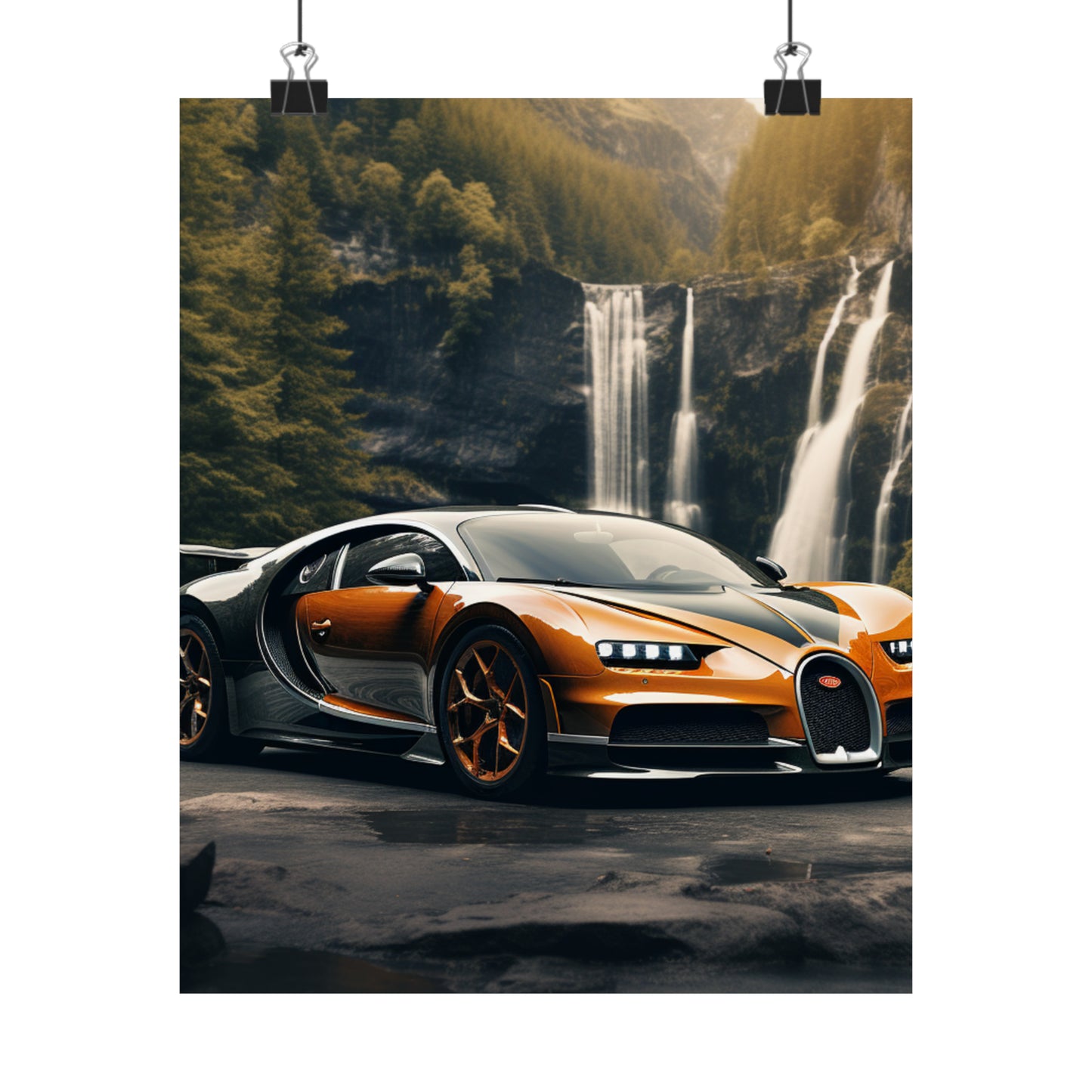 Premium Matte Vertical Posters Bugatti Waterfall 3