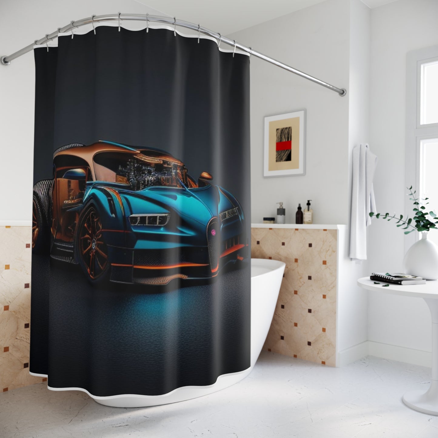 Polyester Shower Curtain Bugatti Blue 4