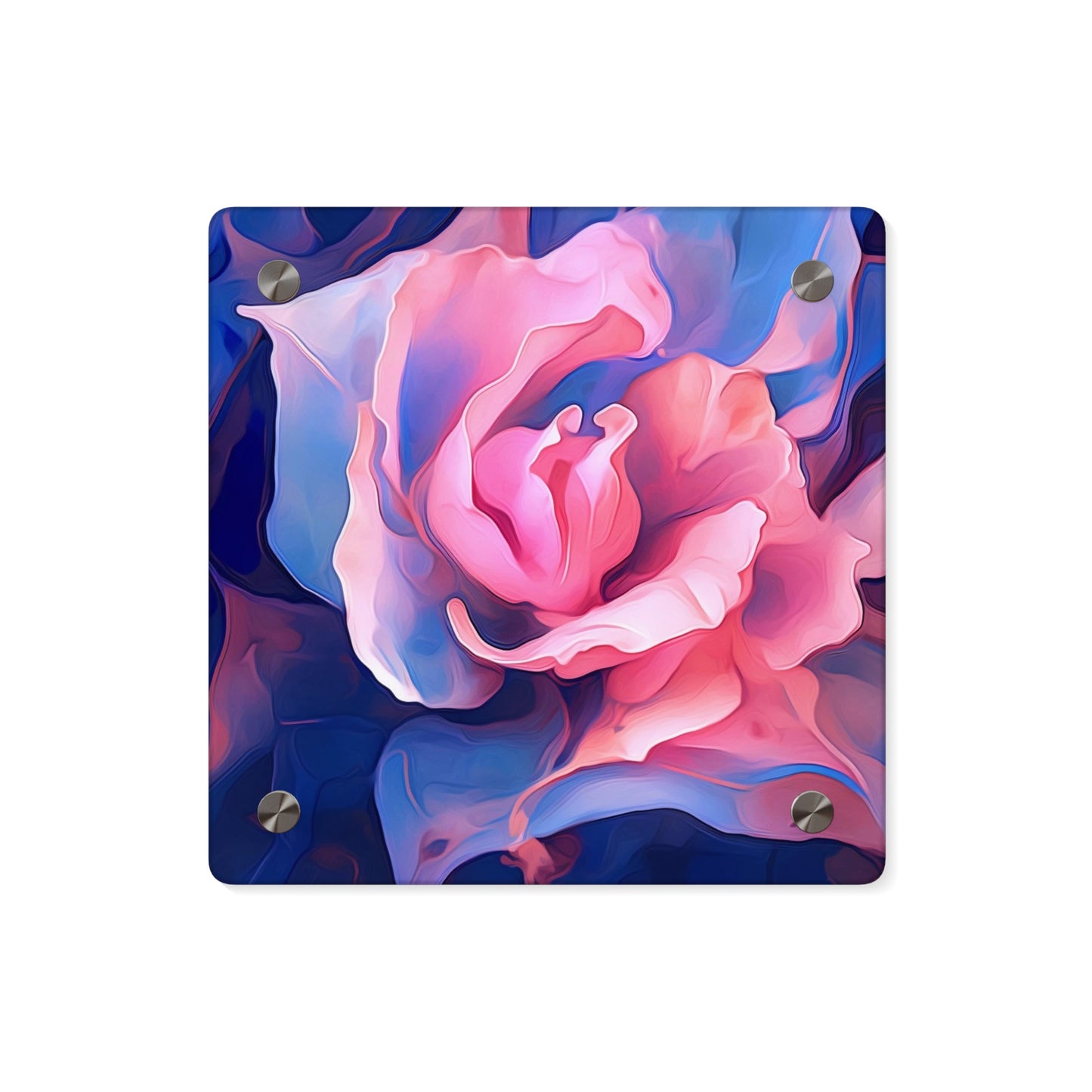 Acrylic Wall Art Panels Pink & Blue Tulip Rose 1