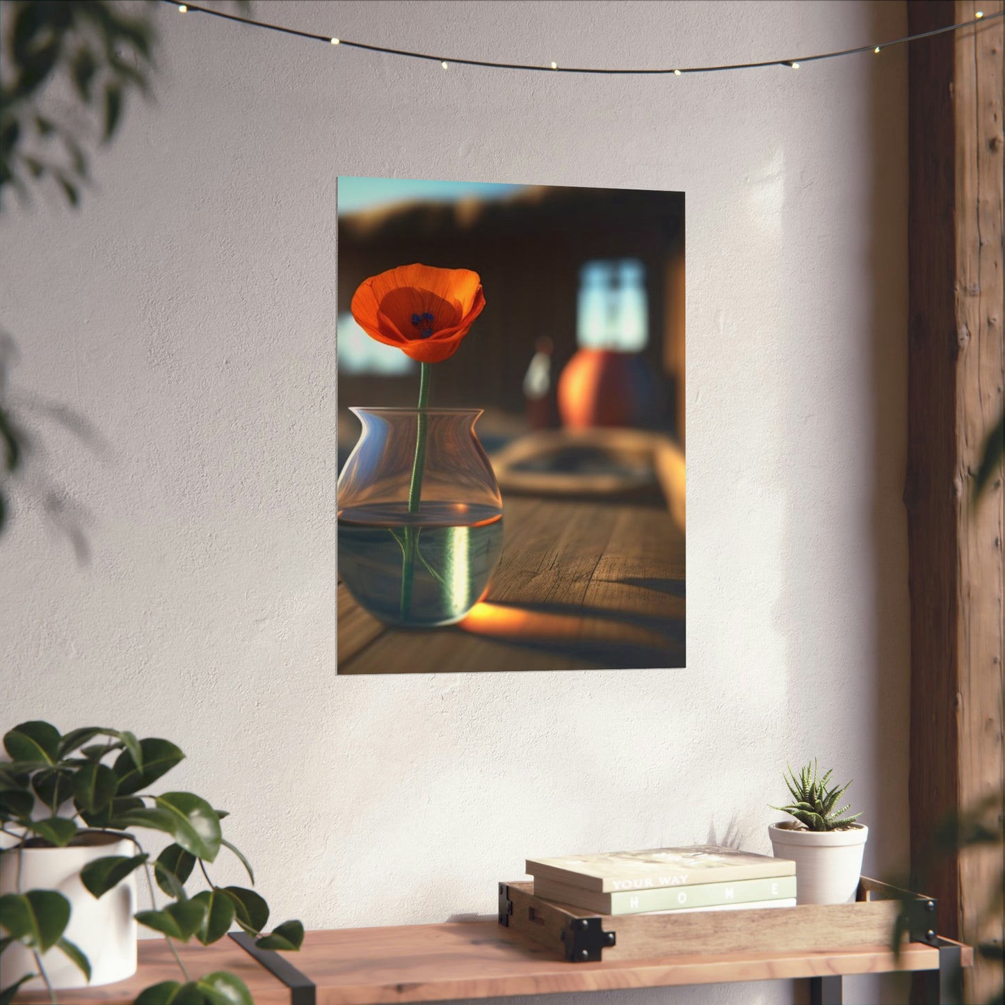 Premium Matte Vertical Posters Poppy in a Glass Vase 2