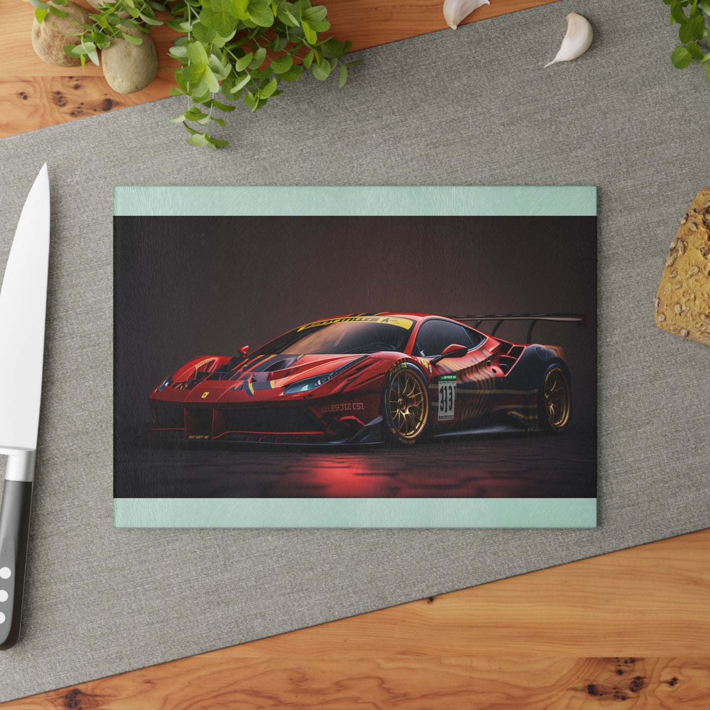 Glass Cutting Board Ferrari Red 1