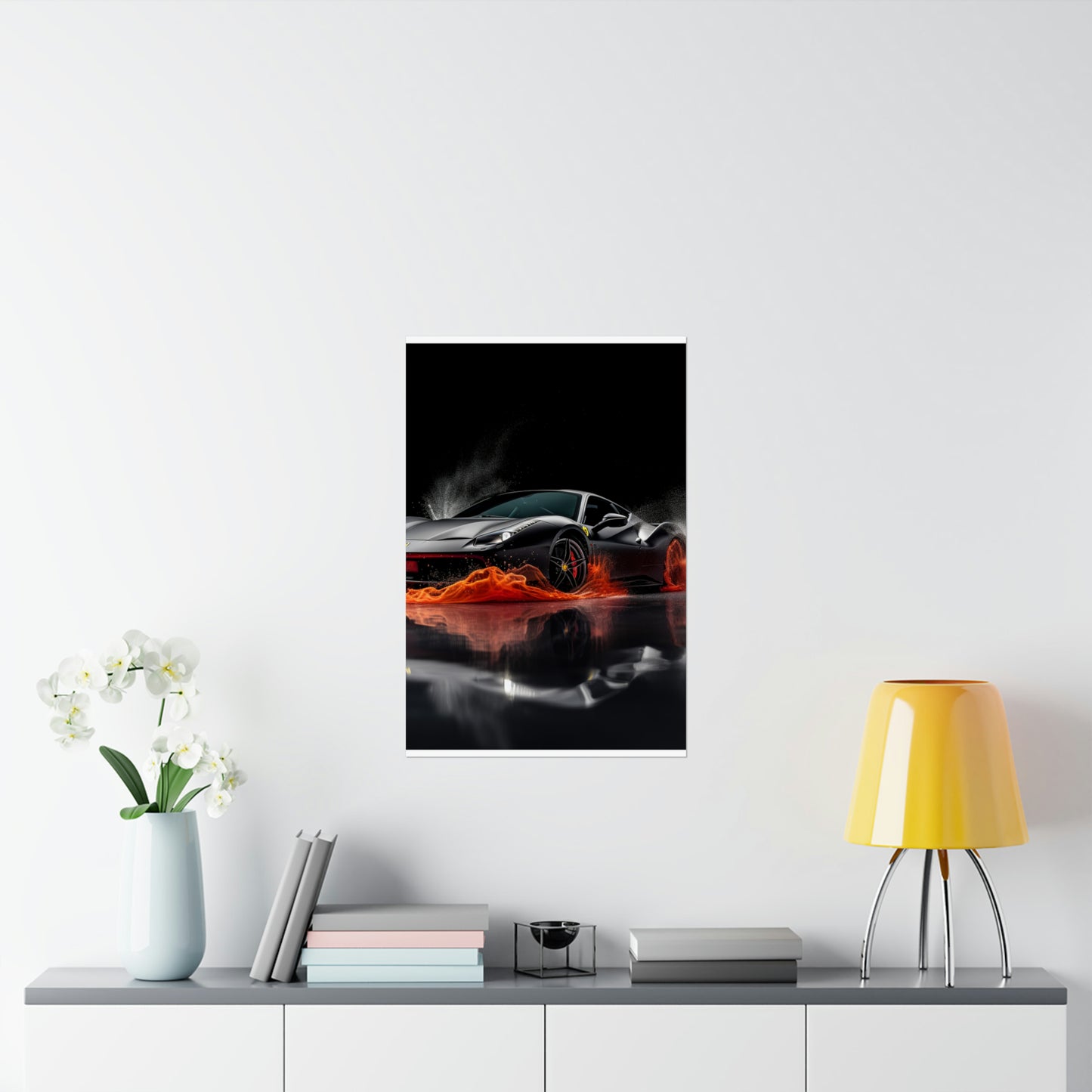 Premium Matte Vertical Posters Ferrari Water Splash 3