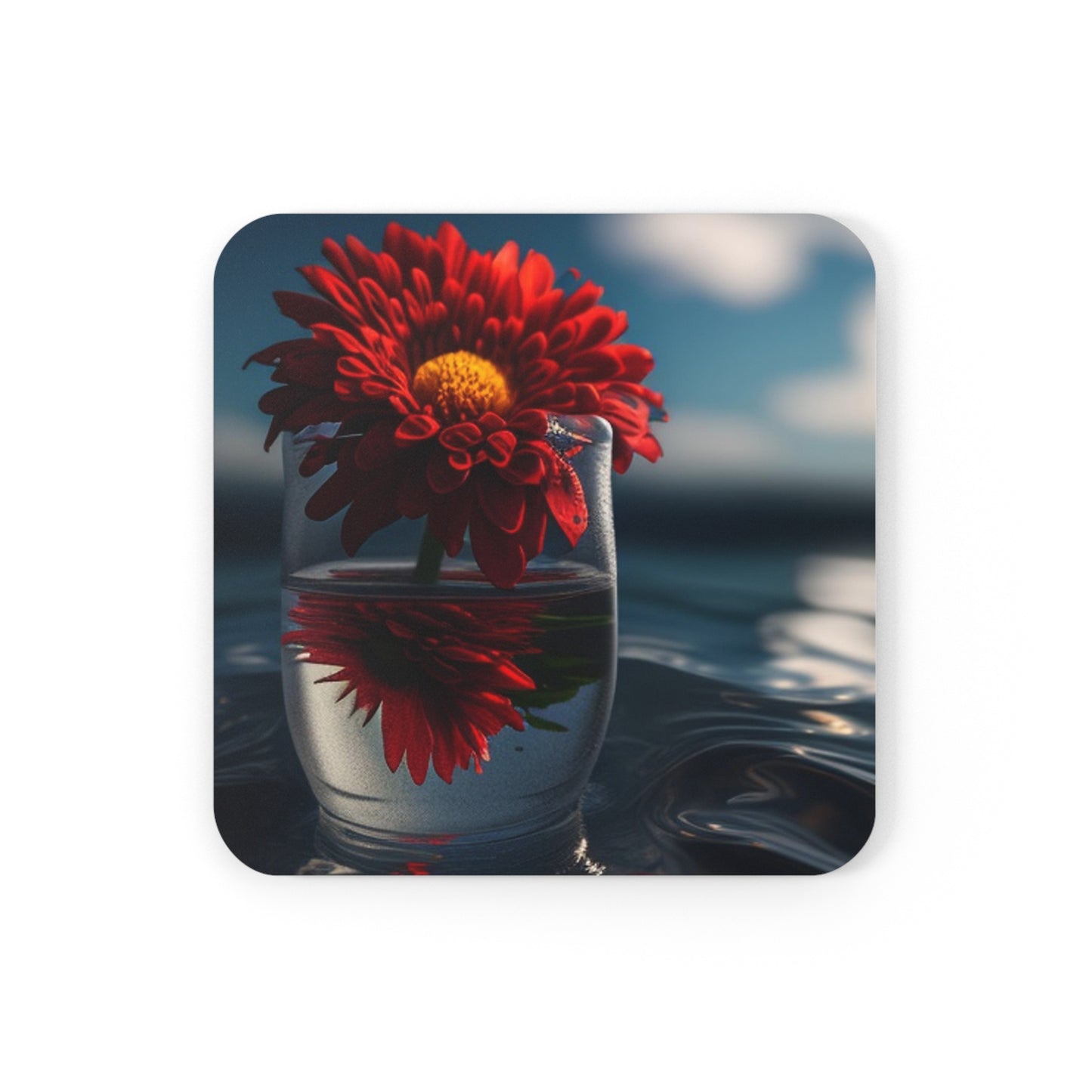 Corkwood Coaster Set Chrysanthemum 3