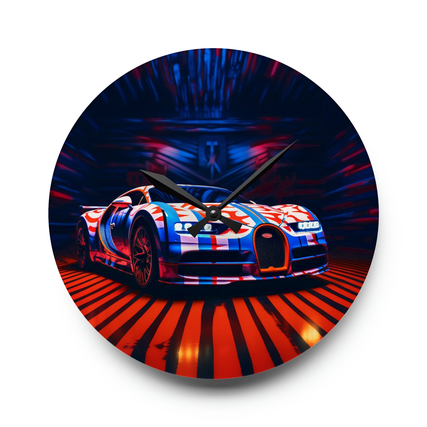 Acrylic Wall Clock Macro Bugatti American Flag 1