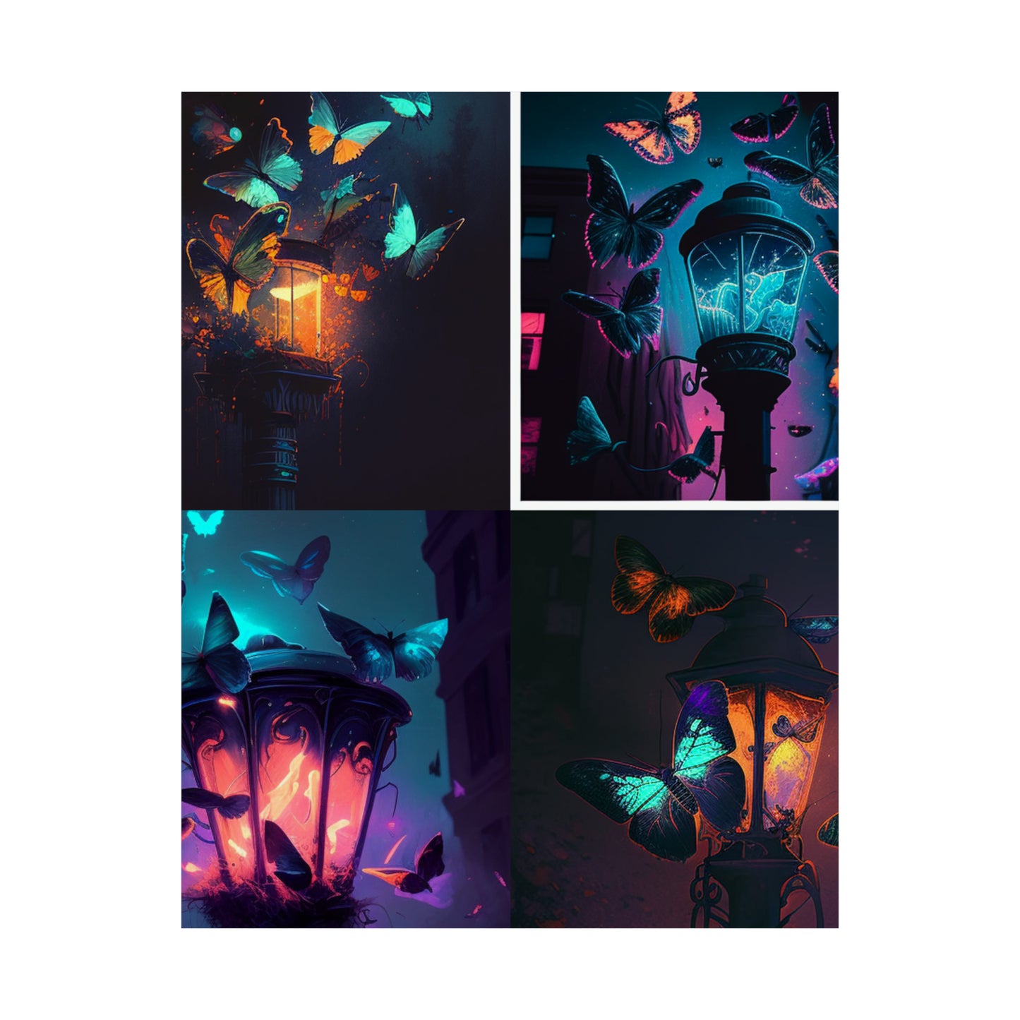 Premium Matte Vertical Posters Street Light Butterfly 5