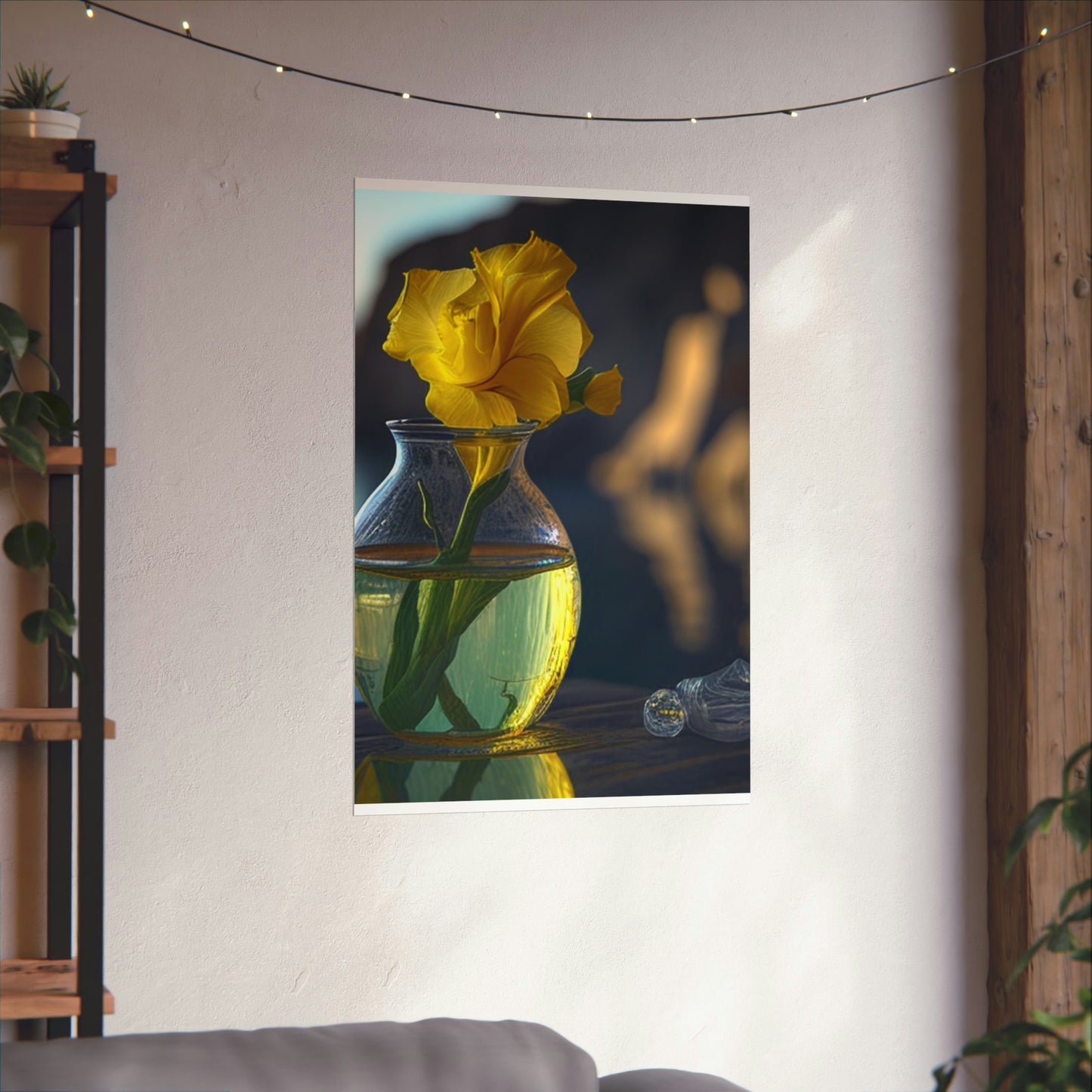 Premium Matte Vertical Posters Yellow Gladiolus glass 3