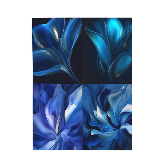 Velveteen Plush Blanket Abstract Blue Tulip 5