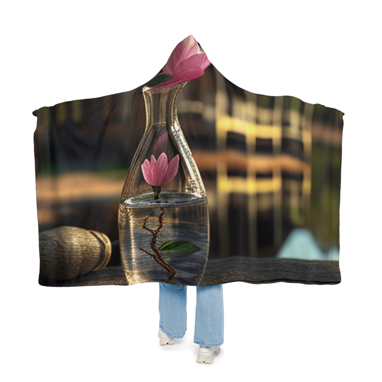 Snuggle Hooded Blanket Magnolia in a Glass vase 4