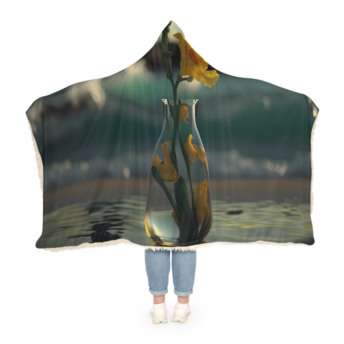 Snuggle Hooded Blanket Yellow Gladiolus glass 2